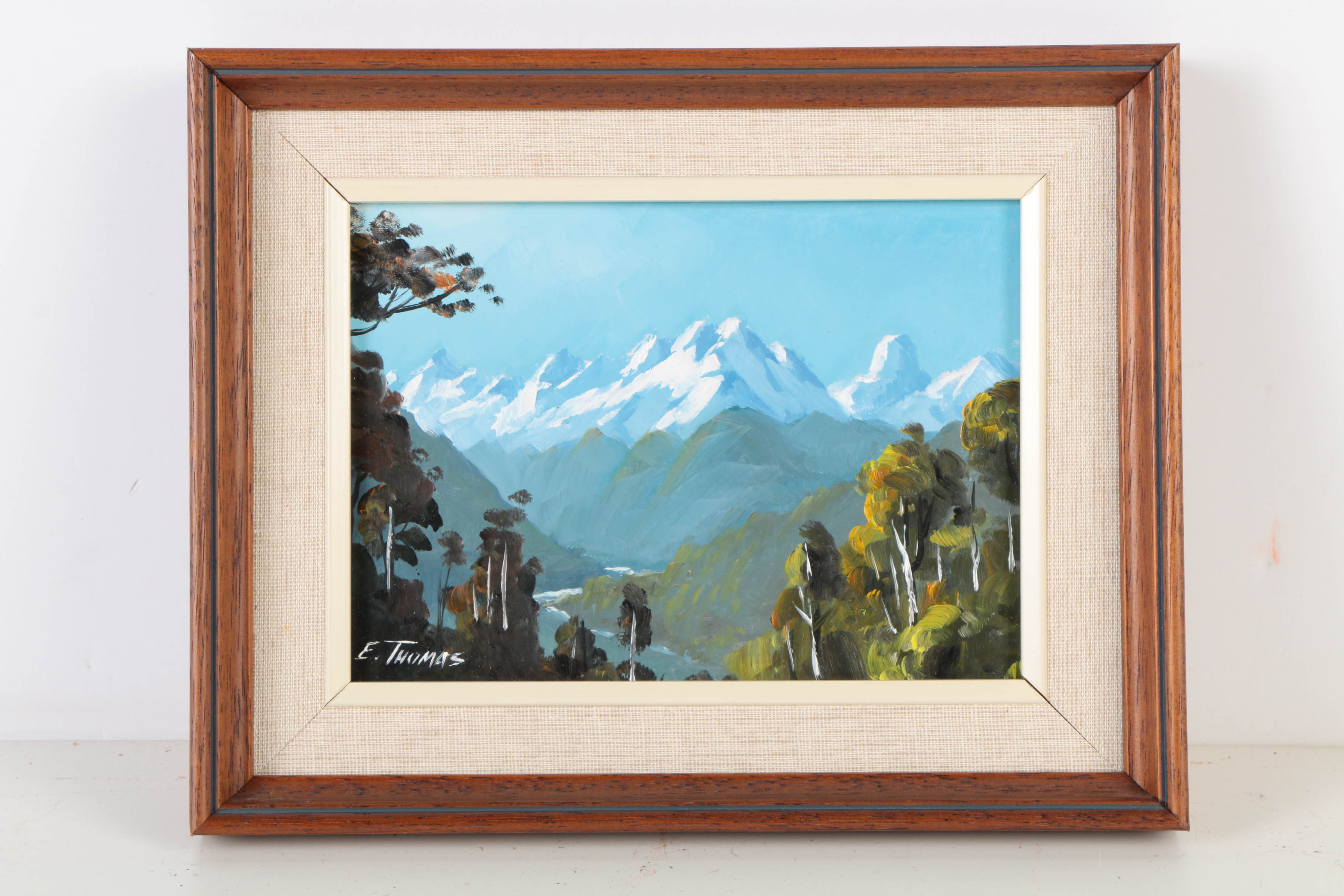 E.J. Thomas Oil Paintings on Board "Mount Cook" and "Humboldt Mountains"