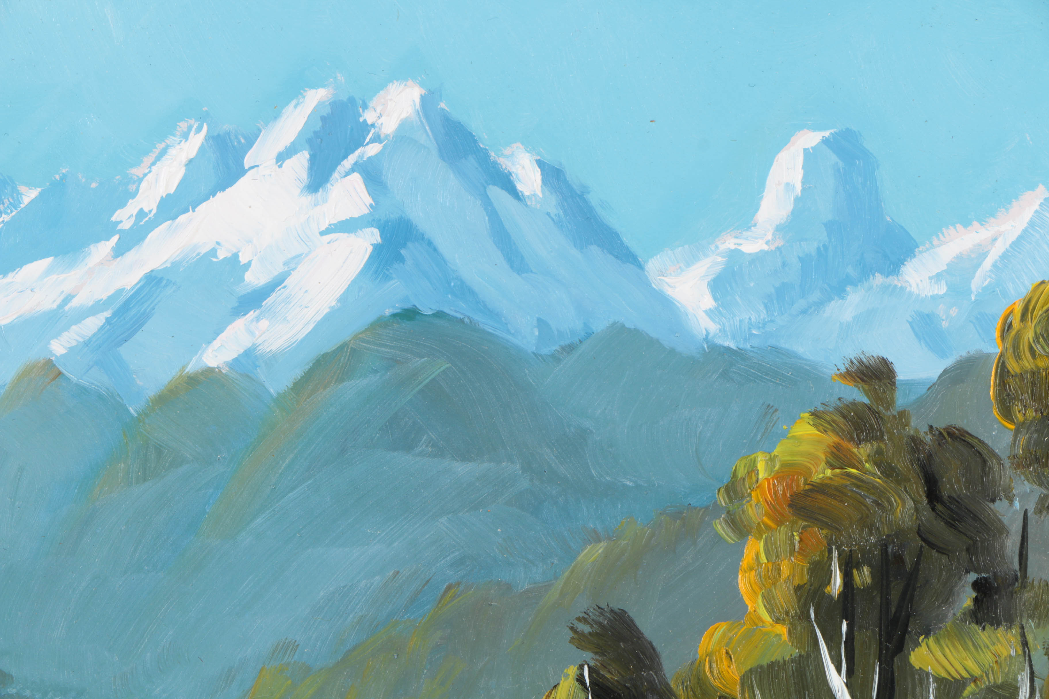 E.J. Thomas Oil Paintings on Board "Mount Cook" and "Humboldt Mountains"