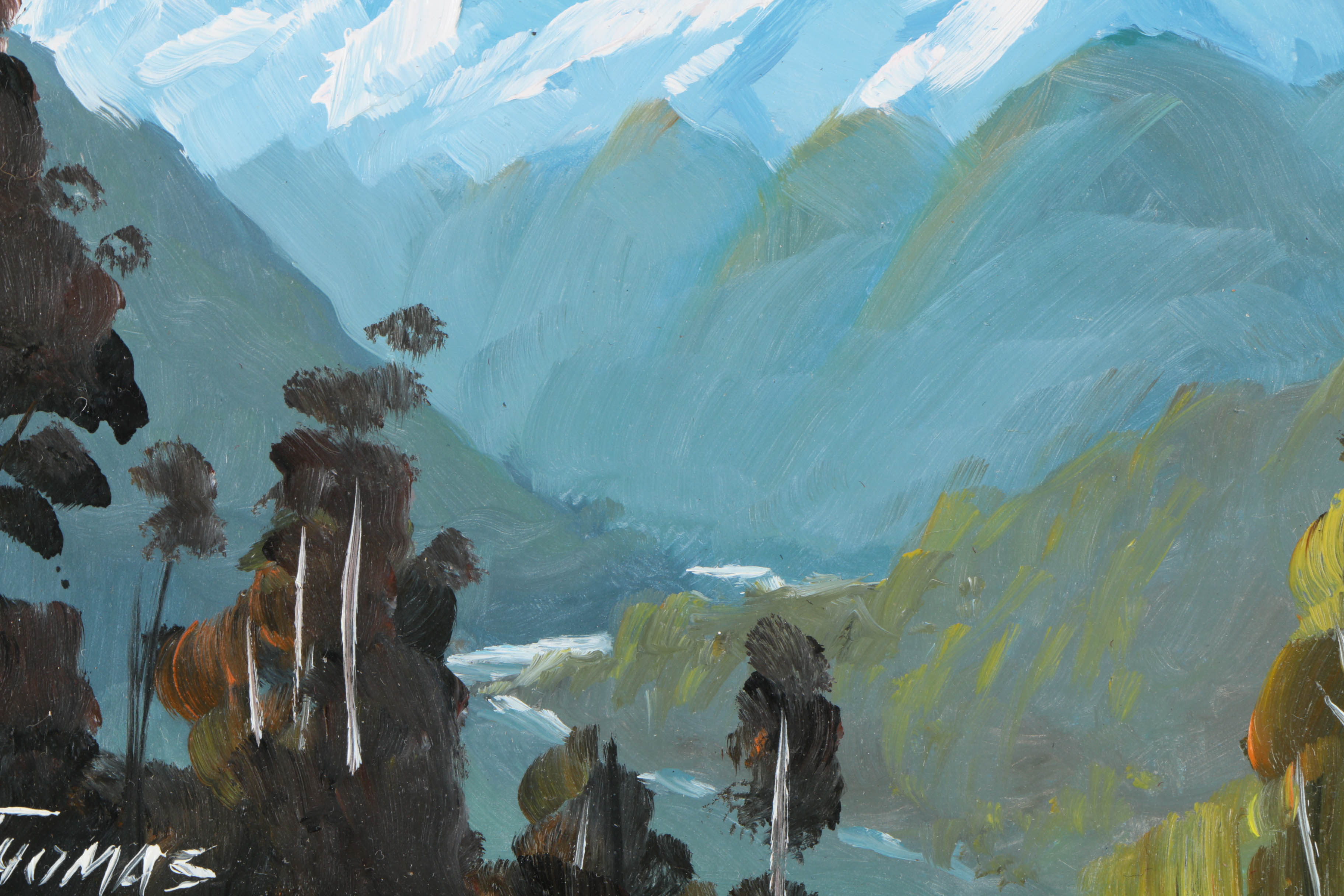 E.J. Thomas Oil Paintings on Board "Mount Cook" and "Humboldt Mountains"