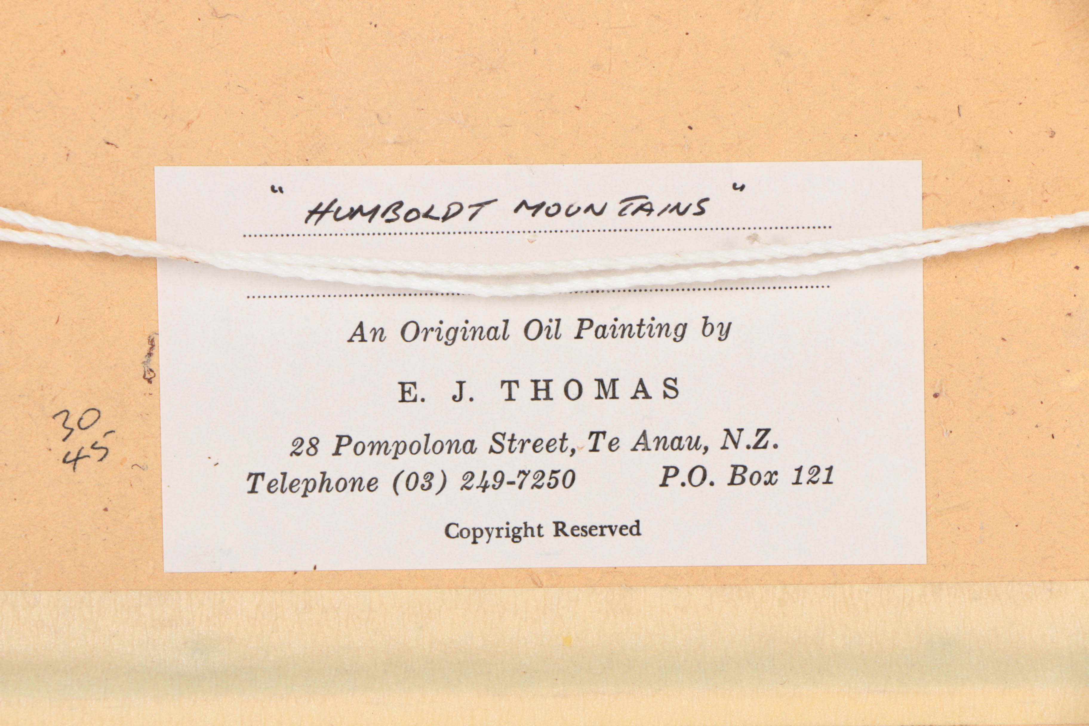 E.J. Thomas Oil Paintings on Board "Mount Cook" and "Humboldt Mountains"