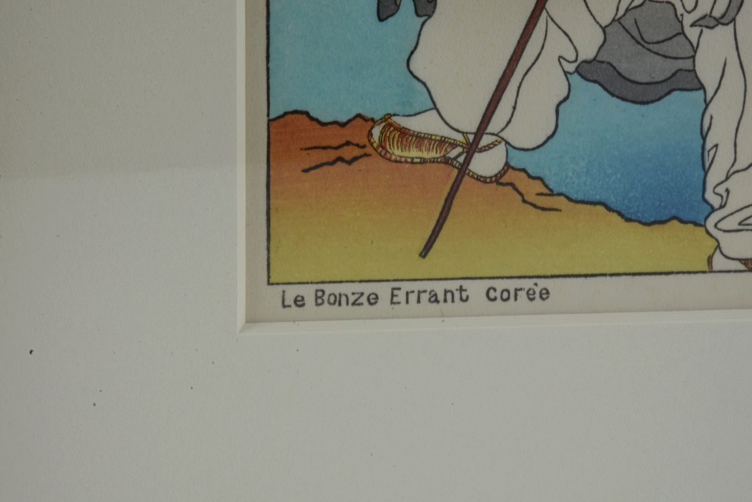 Pair of Paul Jacoulet Woodblock Prints on Paper "Le Nid: Corée." and "Le Bonze Errant Corée"