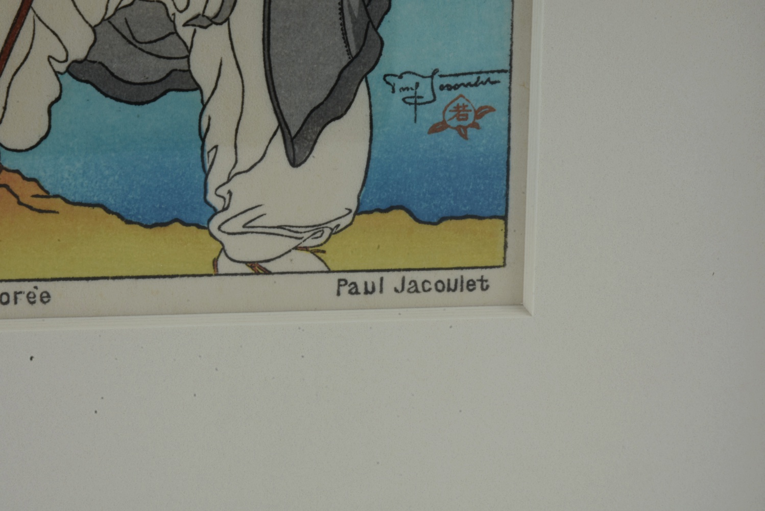 Pair of Paul Jacoulet Woodblock Prints on Paper "Le Nid: Corée." and "Le Bonze Errant Corée"