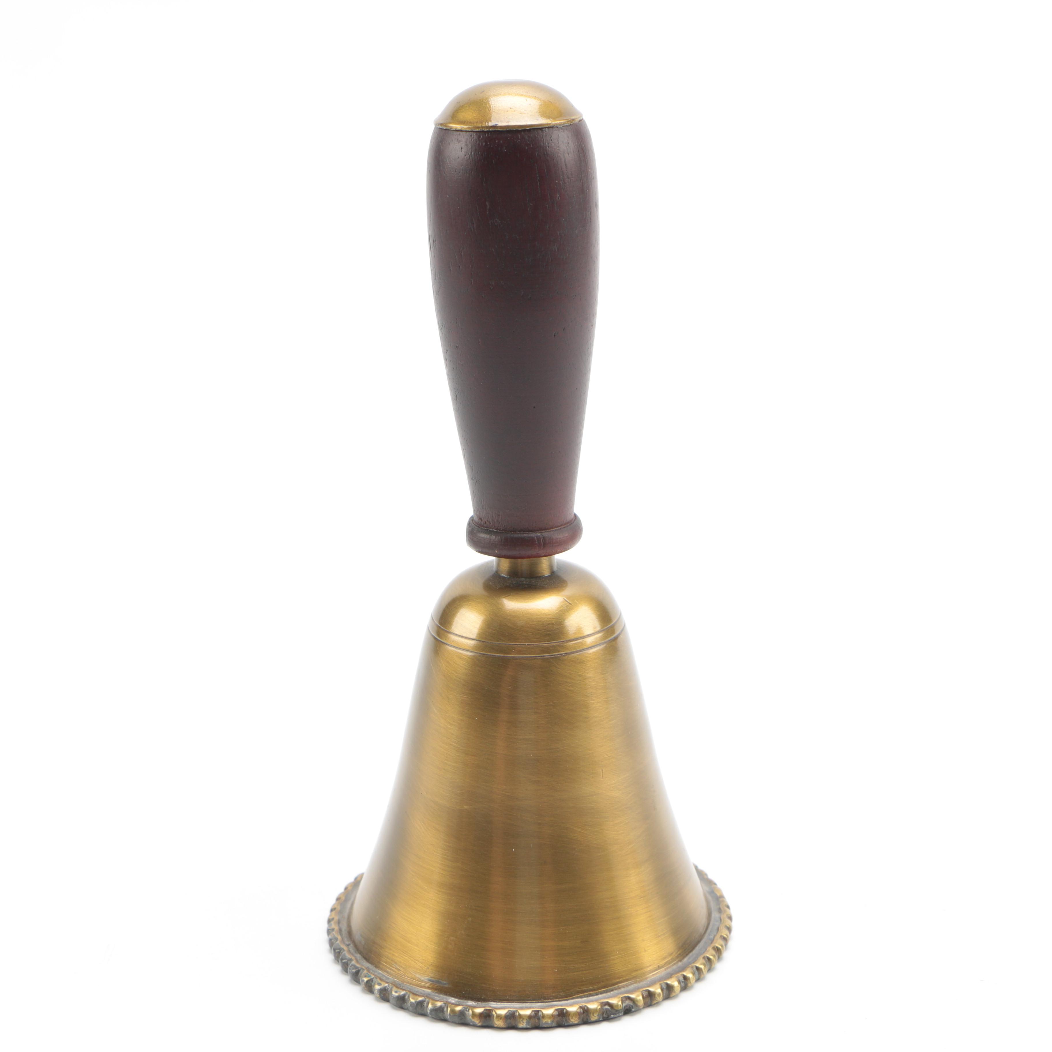 Brass Clam Shell Bookends and Hand Bell