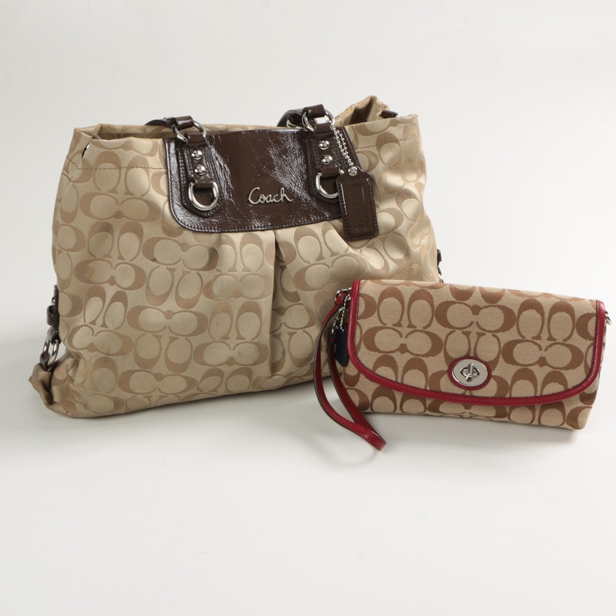 Coach Ashley Signature Shoulder Bag and Turnlock Wristlet