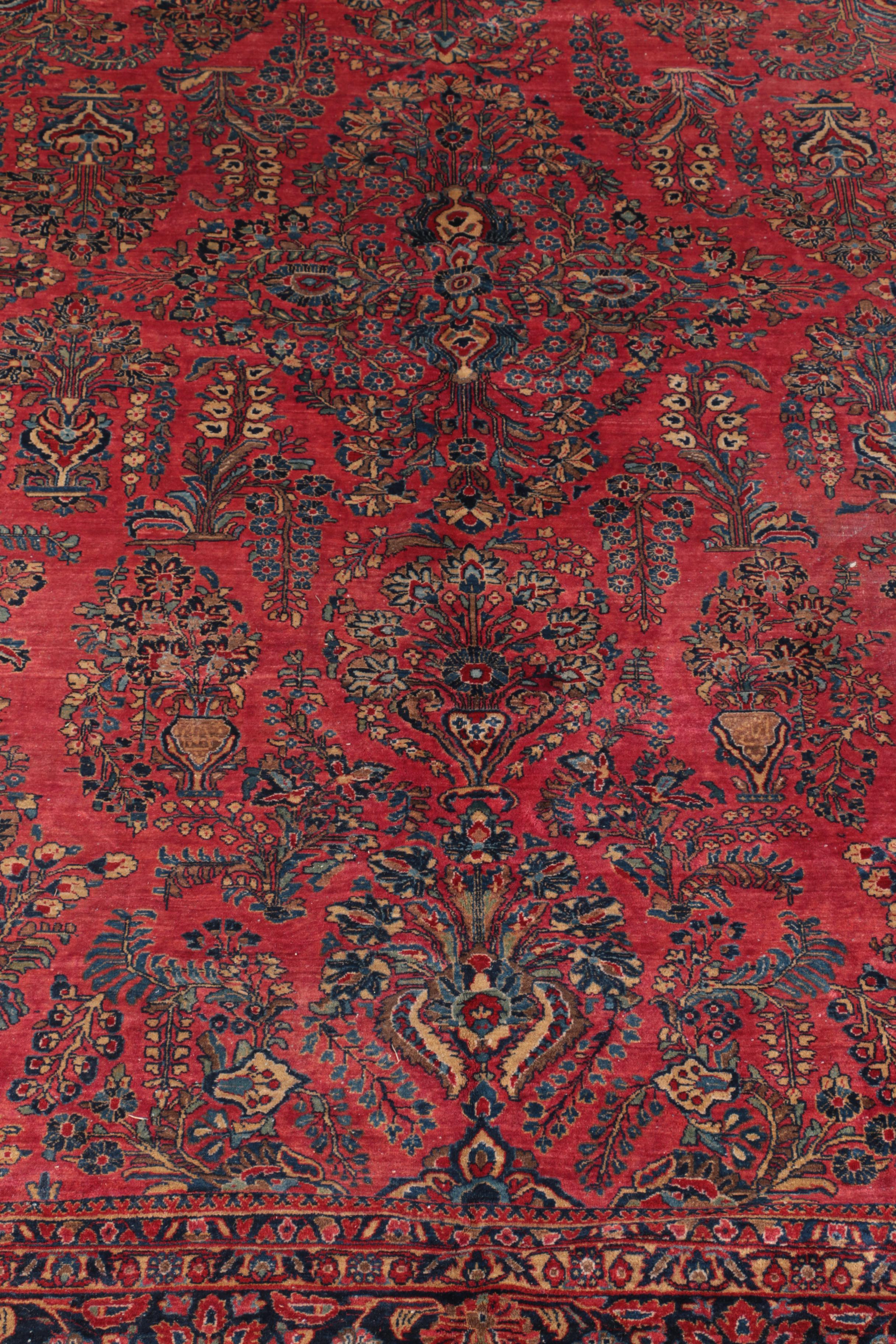 Large Hand-Knotted Persian Sarouk Area Rug