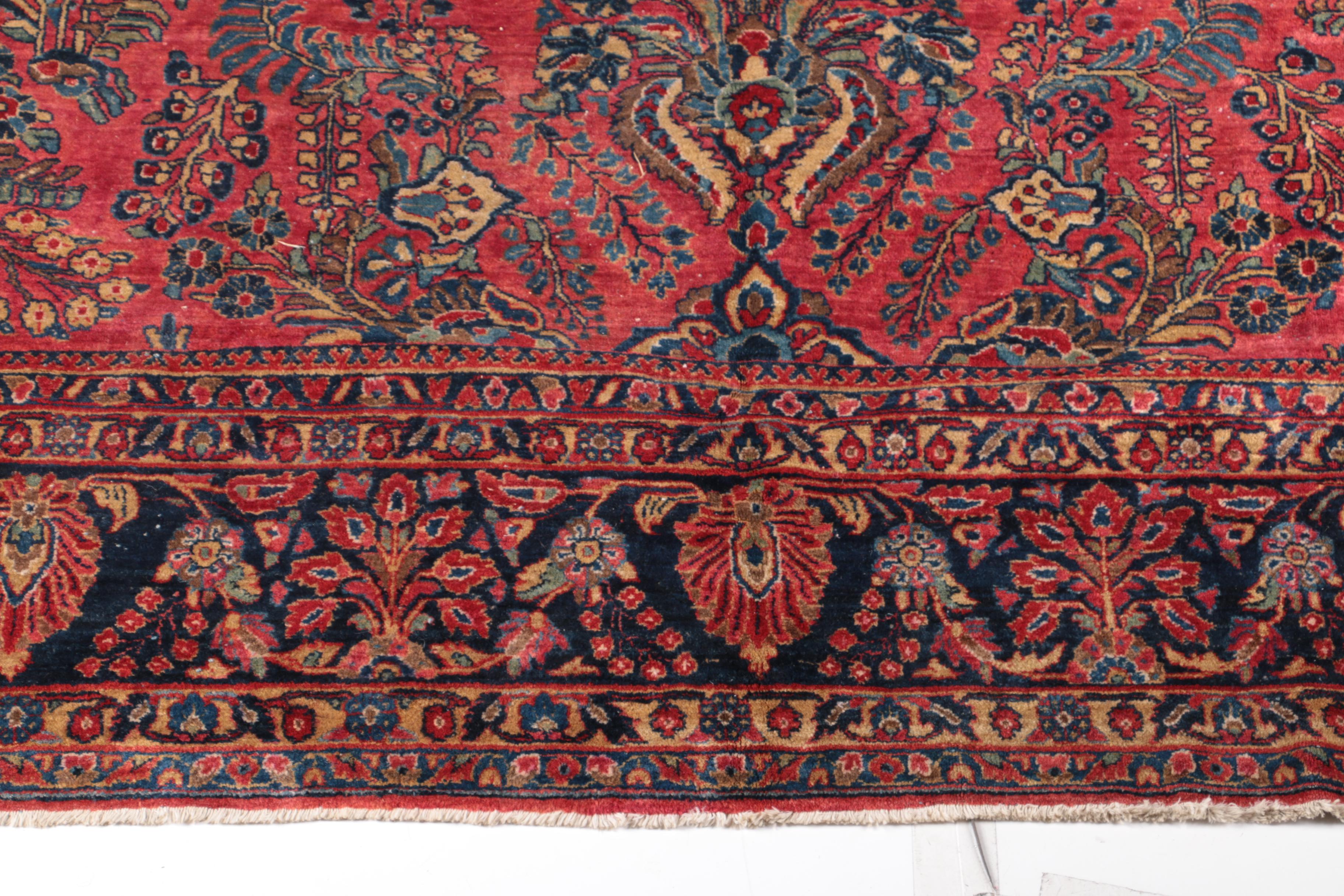 Large Hand-Knotted Persian Sarouk Area Rug