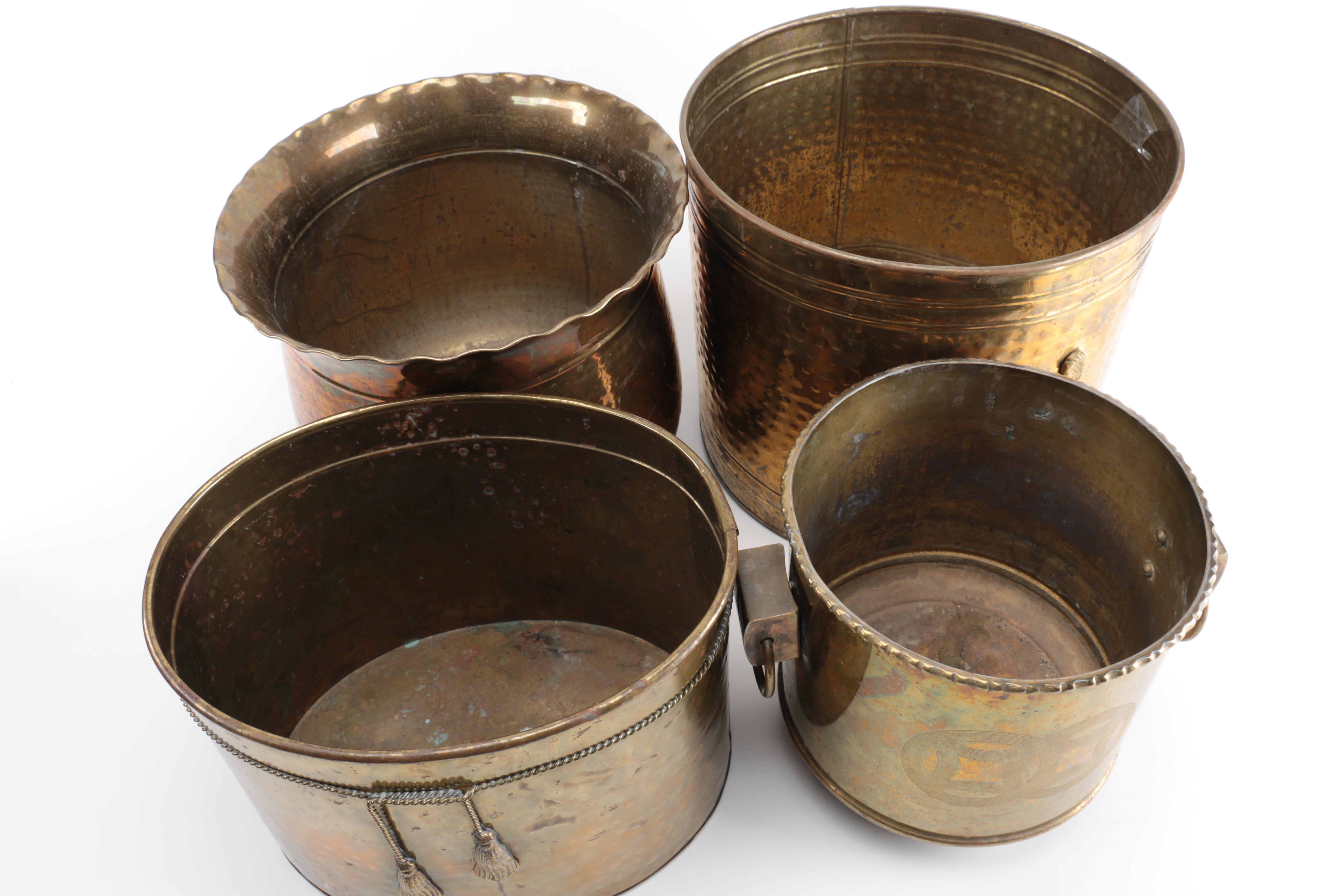 Brass Tone Planters and Pots
