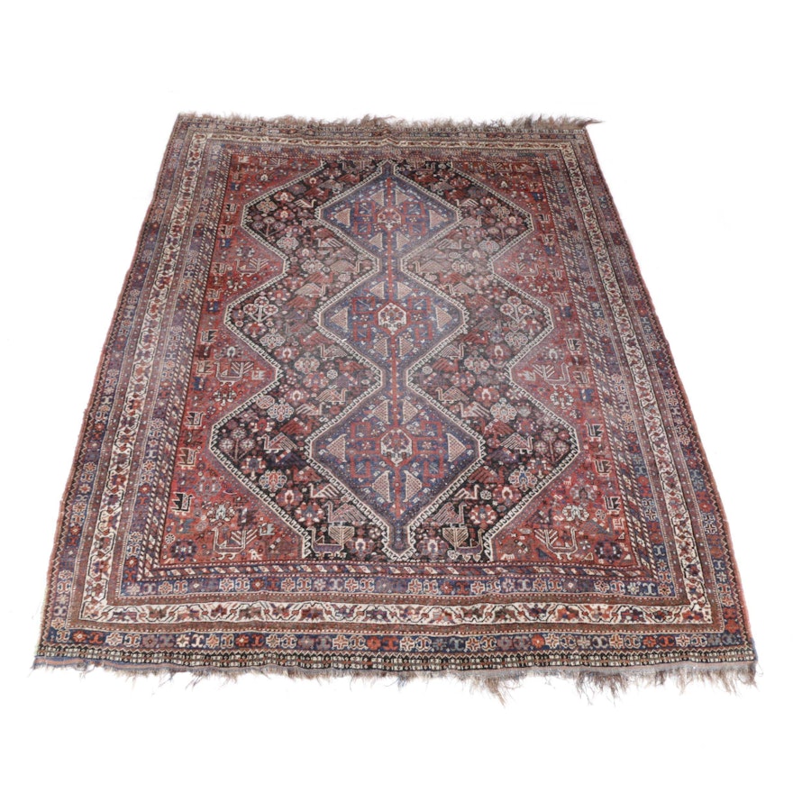 Semi-Antique Hand-Knotted Persian Afshar Tribal Area Rug