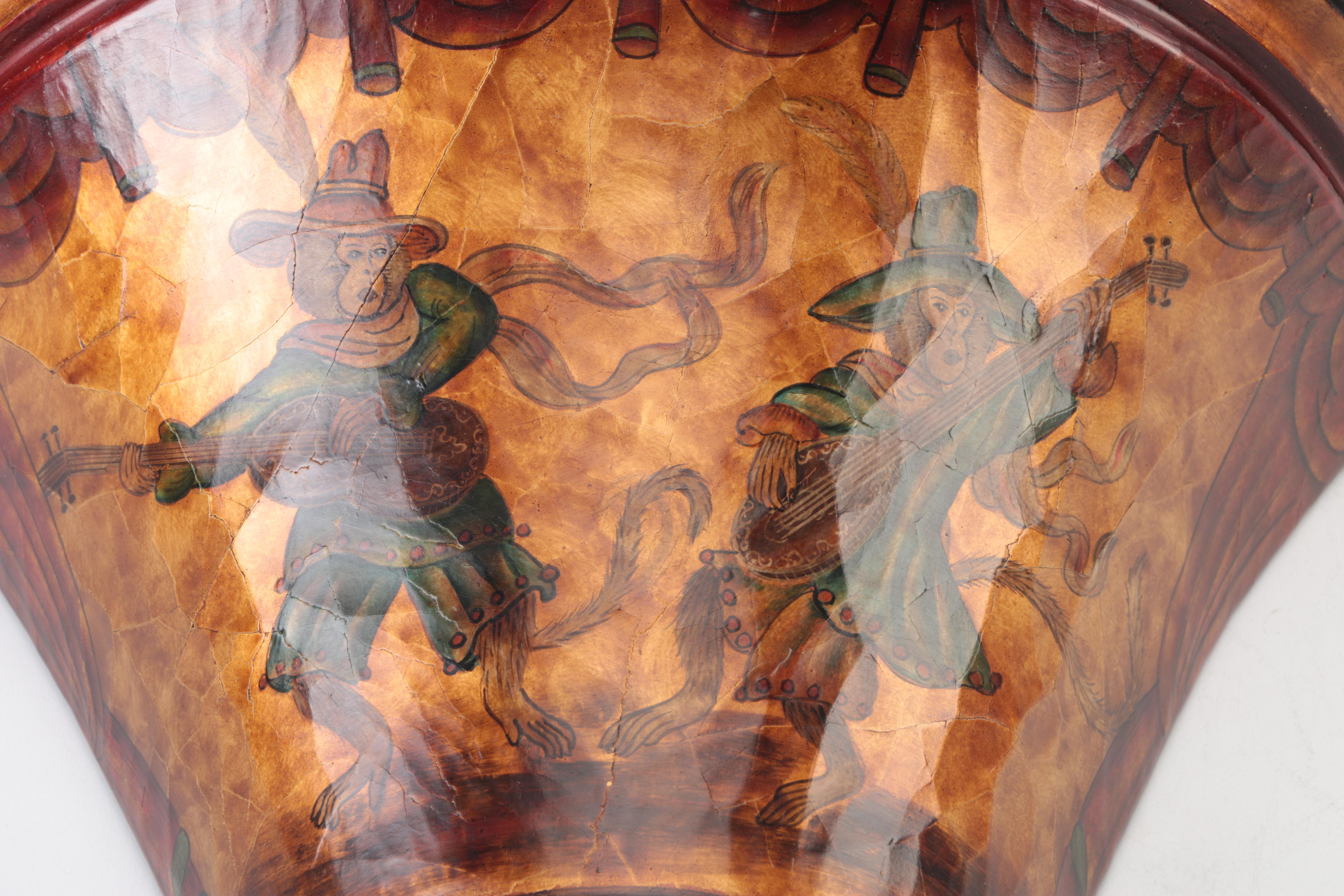 Wooden Wall Sconce with Musician Motif