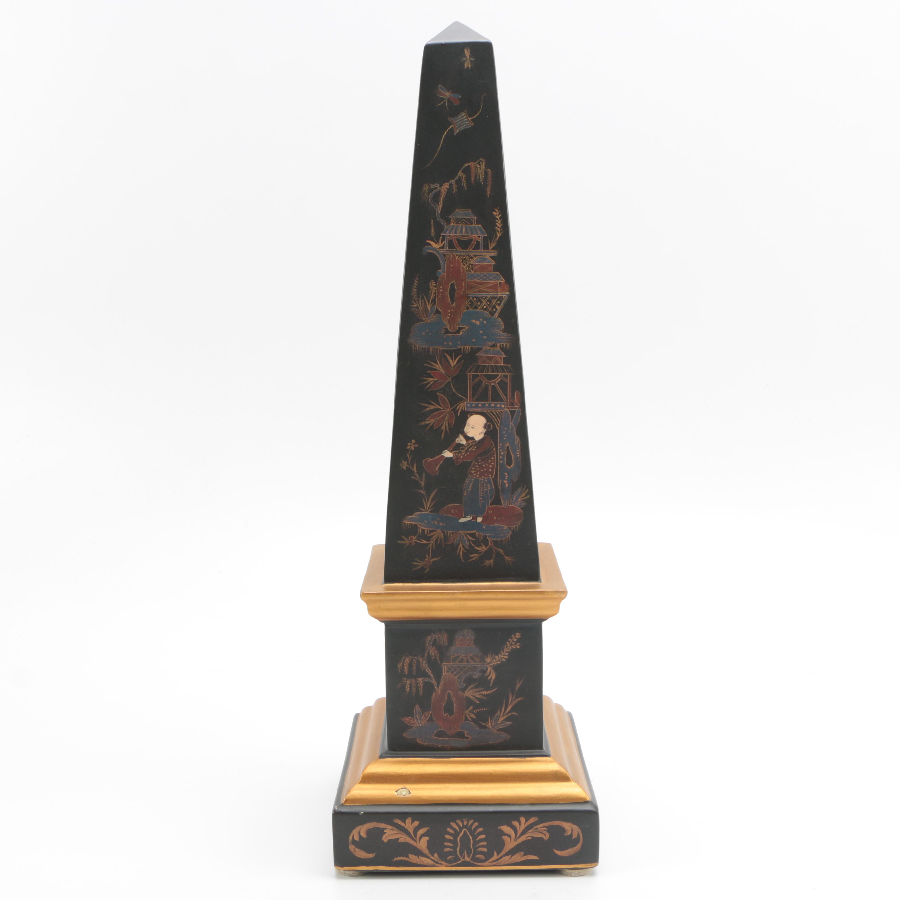 Chinoiserie Decorated Obelisk