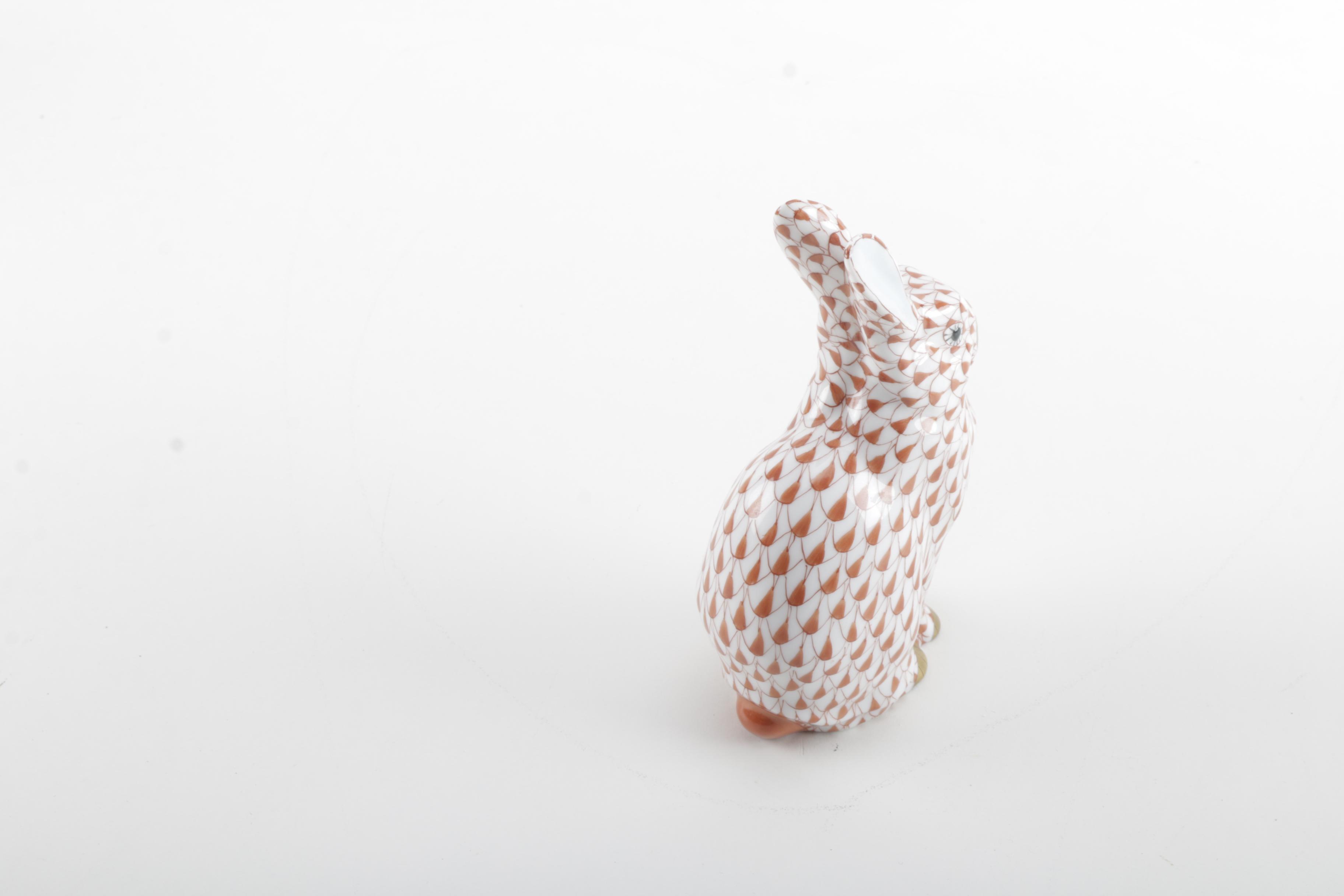 Hand Painted Herend Hungary Porcelain Rabbit Figurine