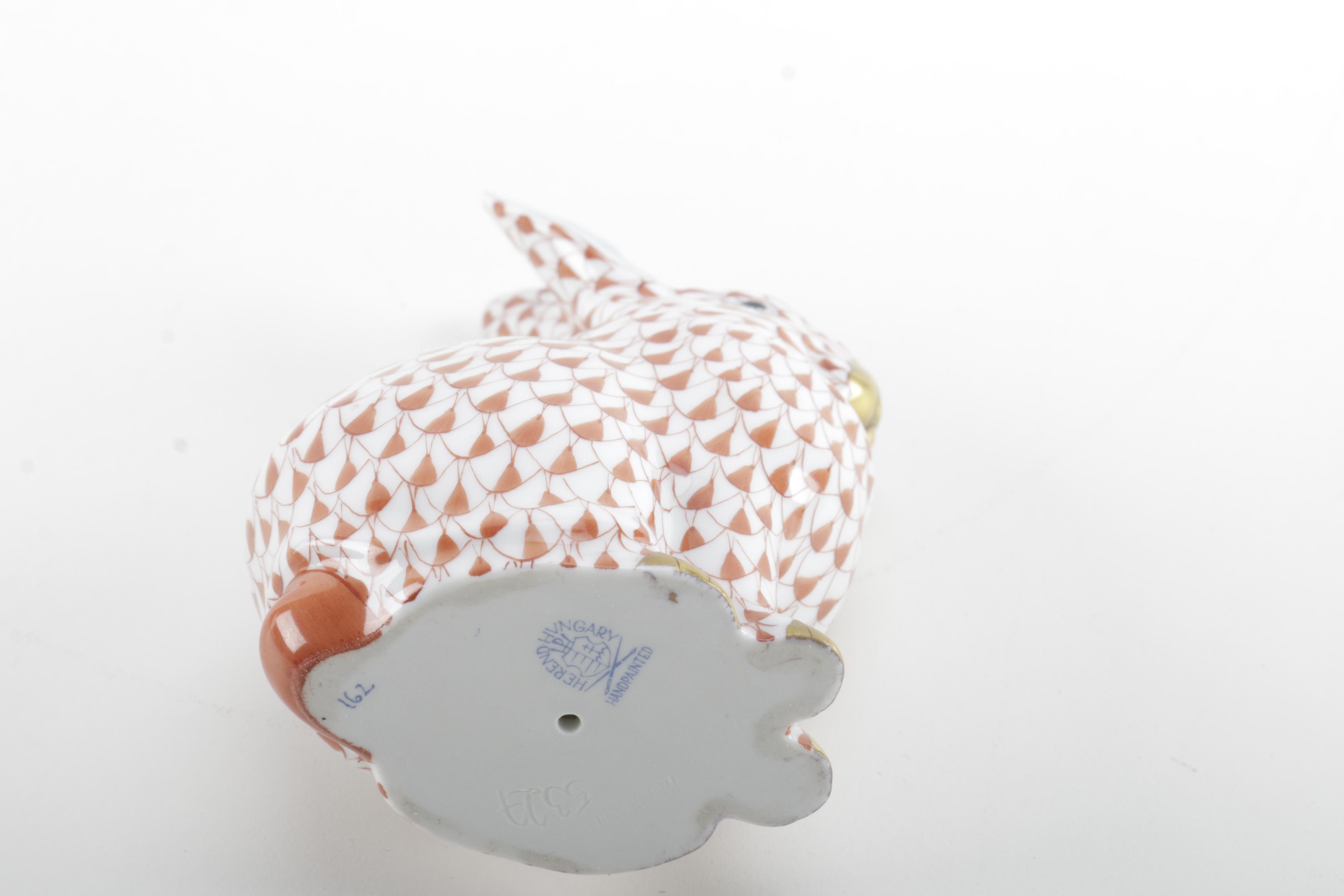 Hand Painted Herend Hungary Porcelain Rabbit Figurine