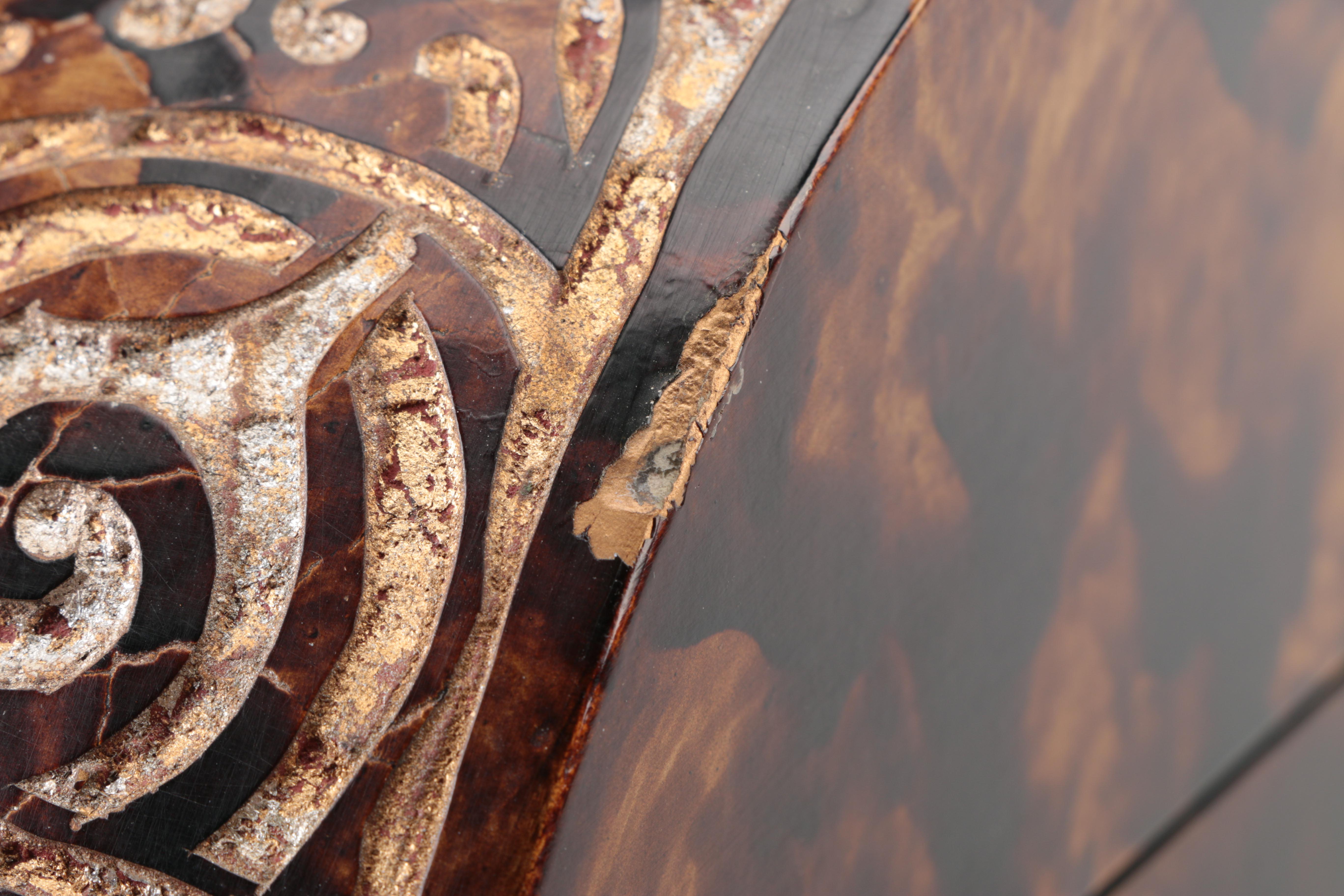 Brown Lidded Container with Gold Tone Accents