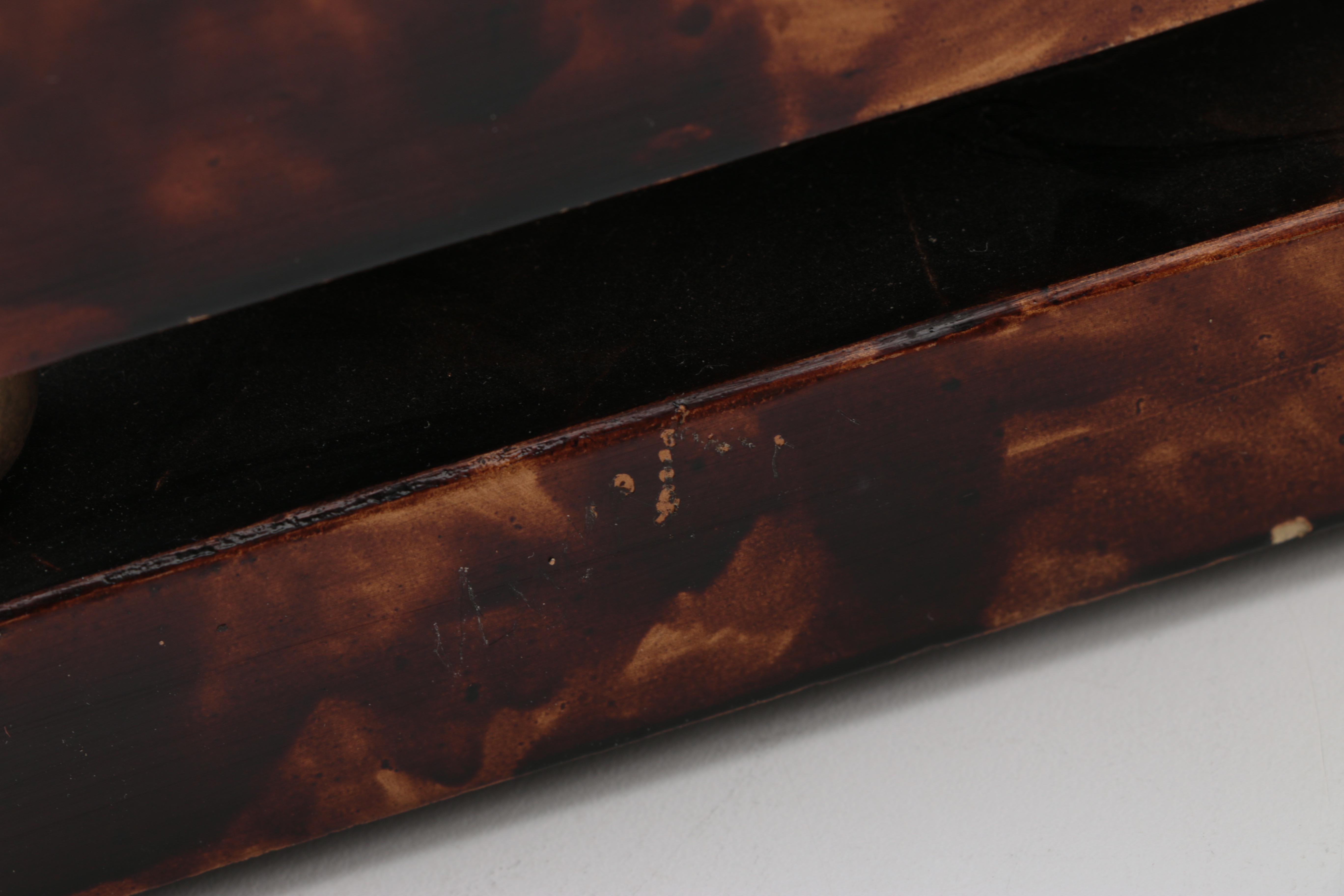 Brown Lidded Container with Gold Tone Accents