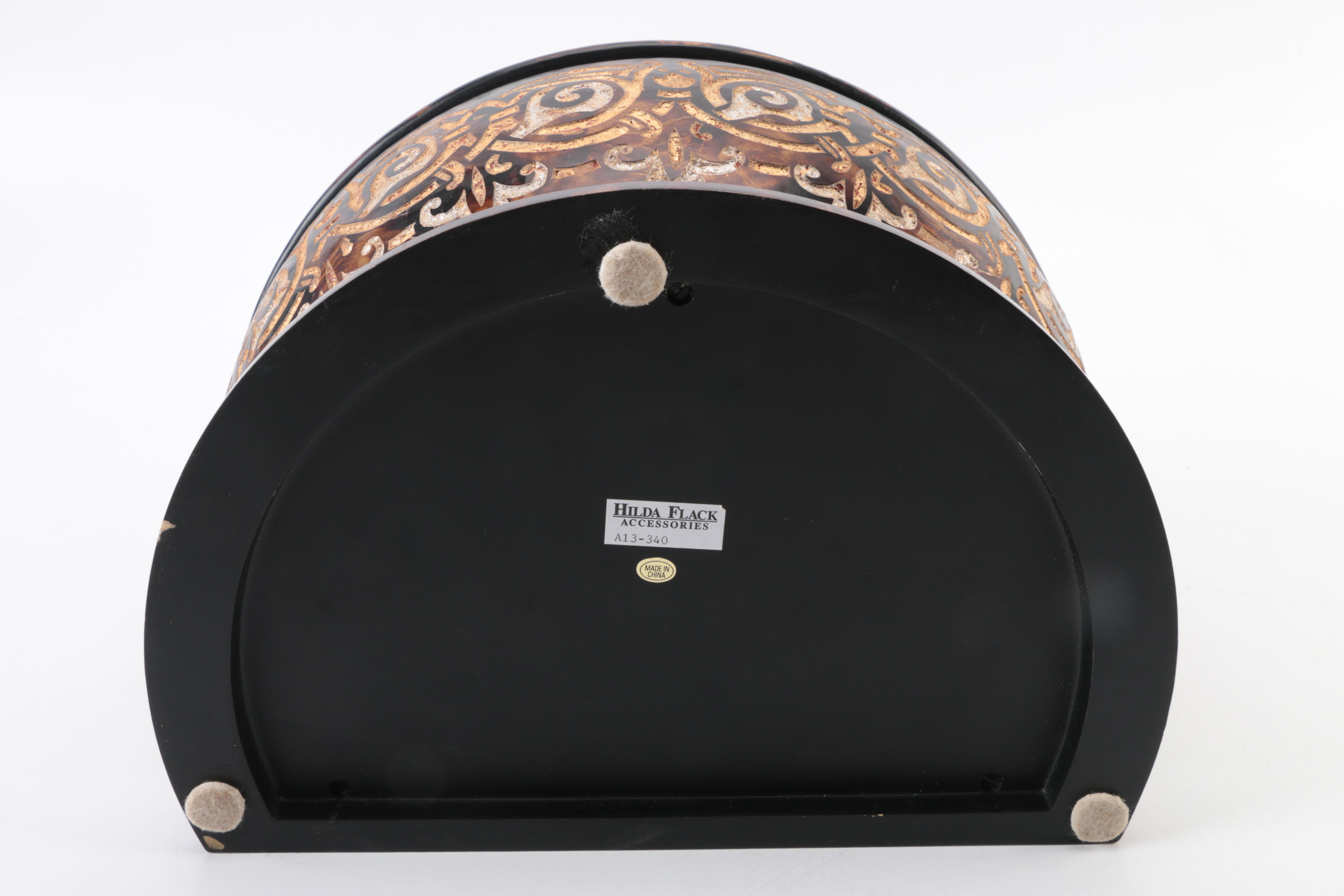 Brown Lidded Container with Gold Tone Accents