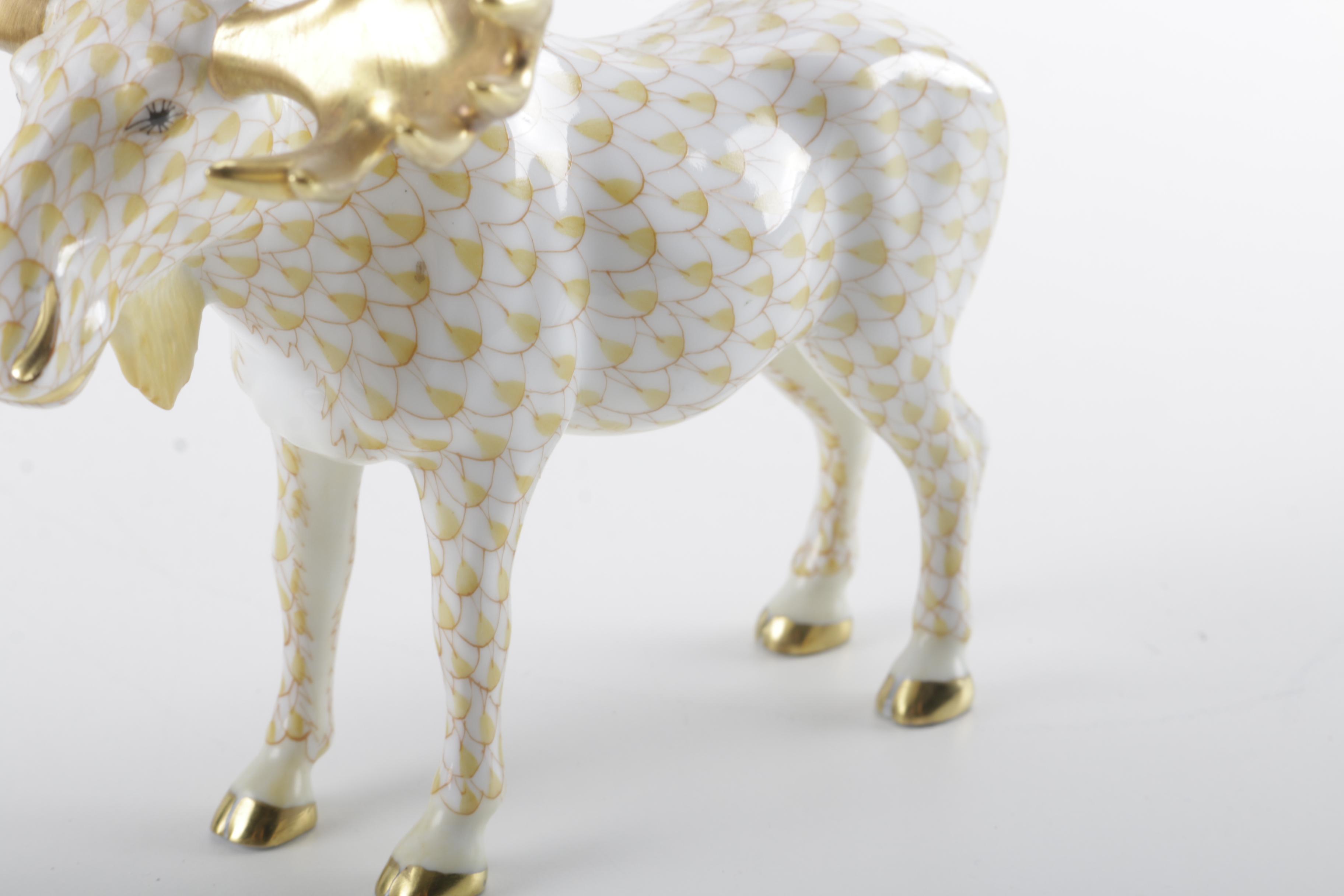 First Edition Herend Hungary Porcelain Moose Figurine