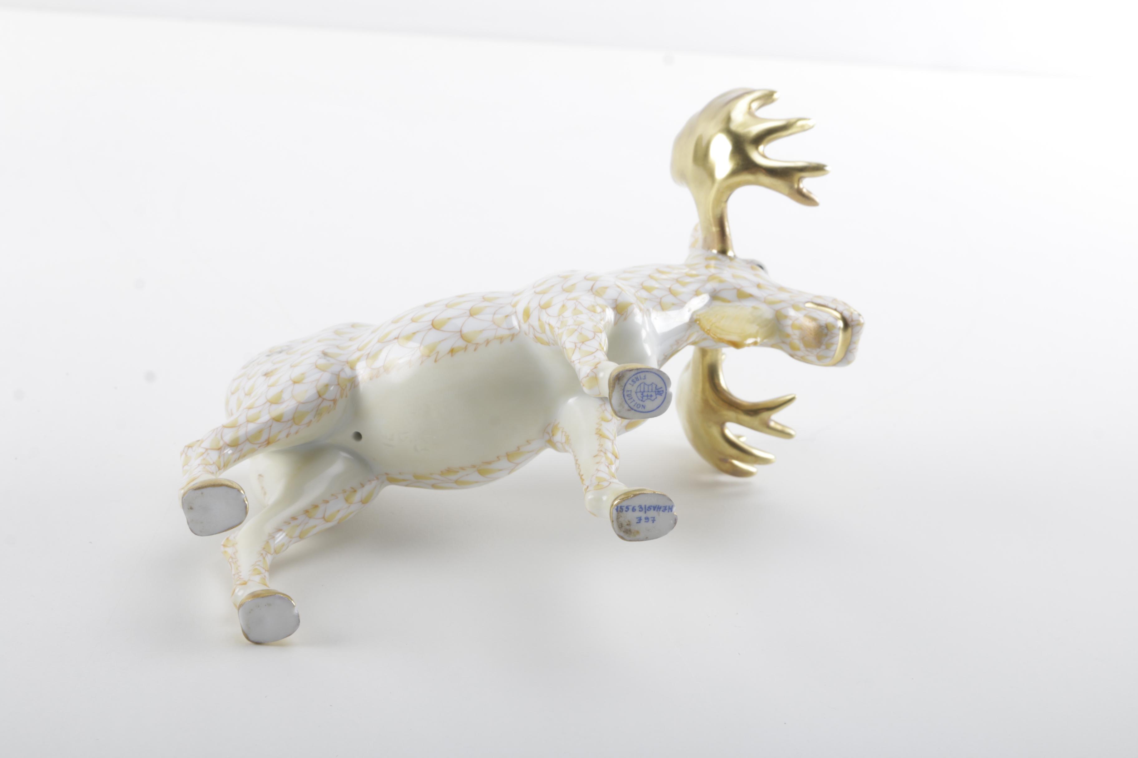 First Edition Herend Hungary Porcelain Moose Figurine