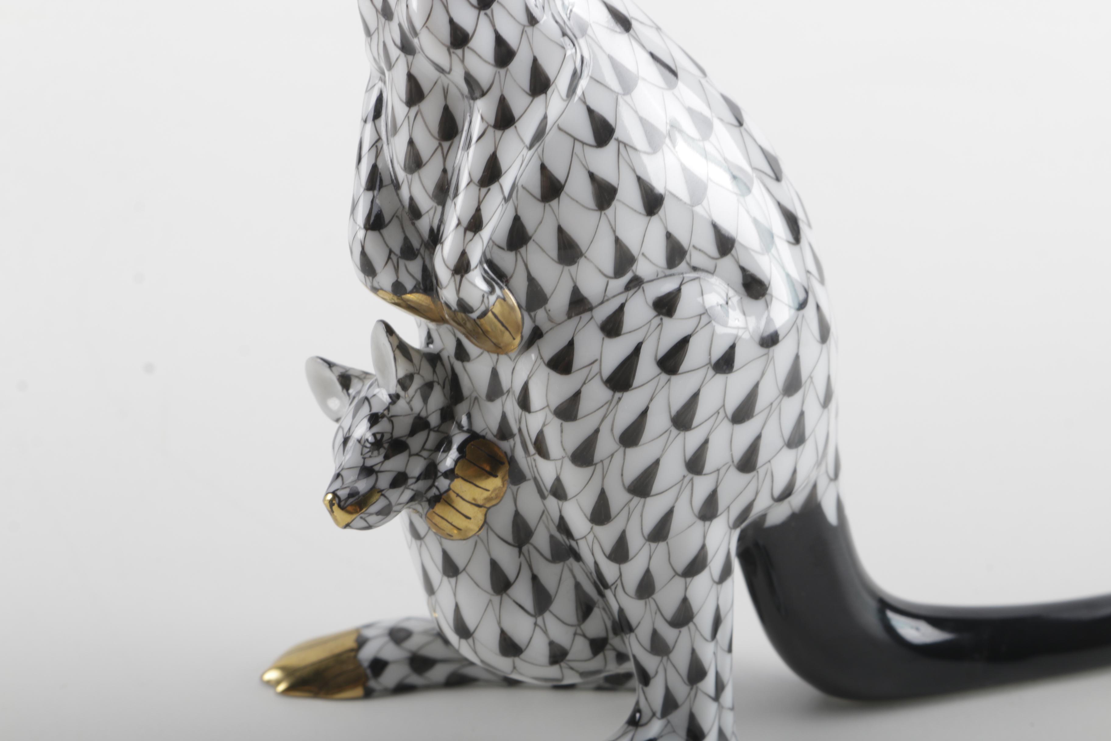 Herend Hungary Hand-Painted Kangaroo Figurine