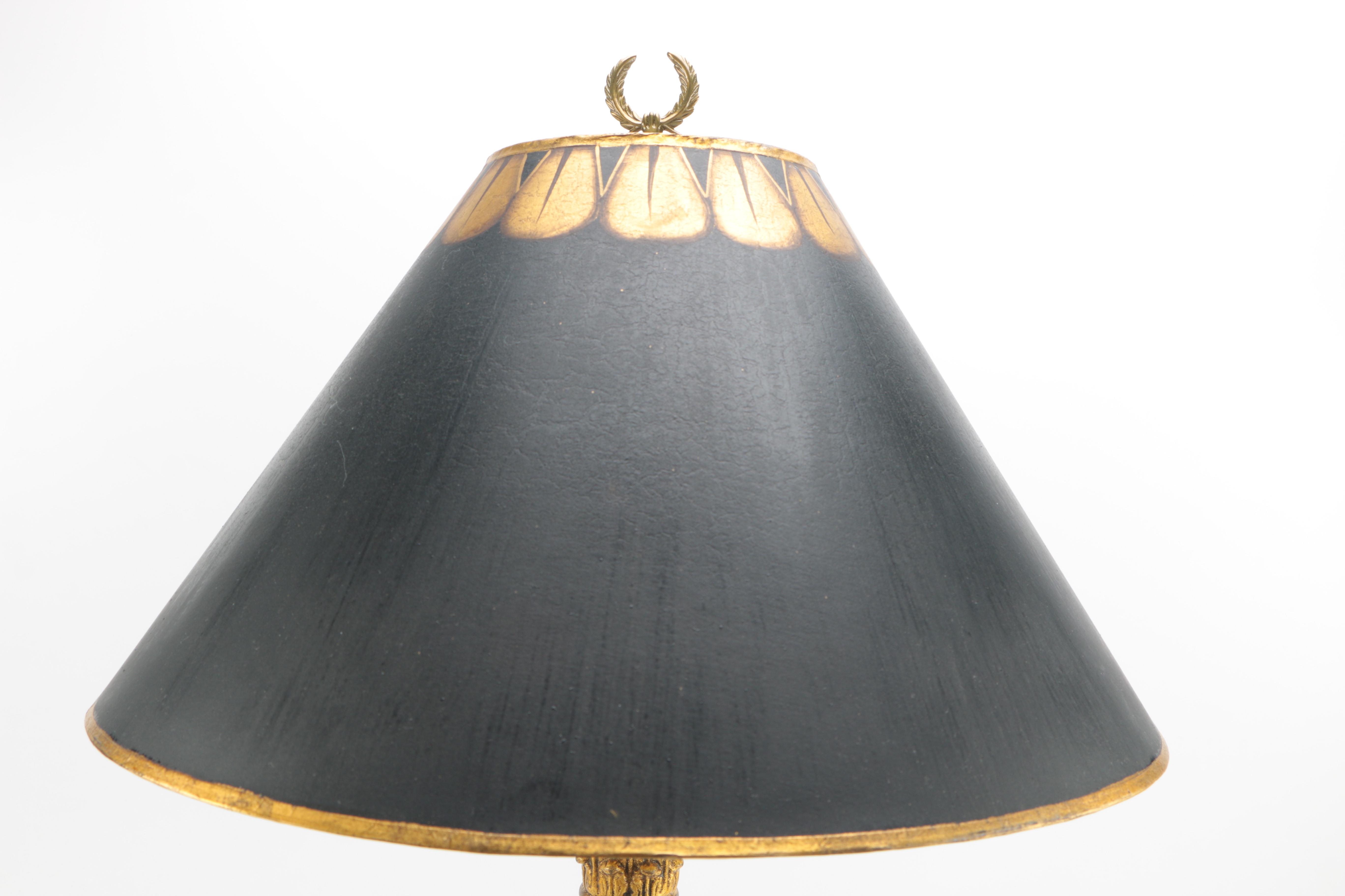 Column Base Table Lamp with Black Shade