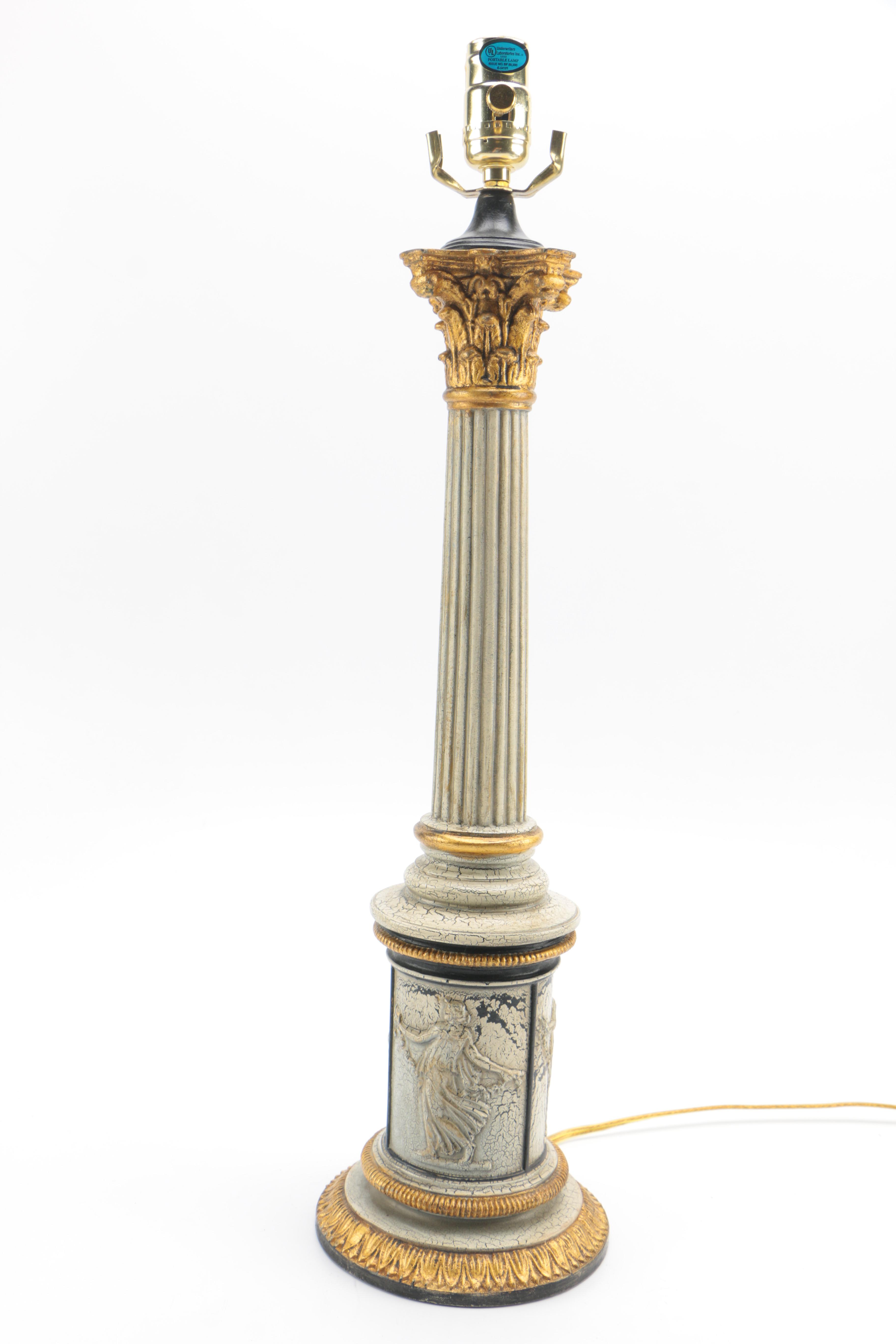 Column Base Table Lamp with Black Shade