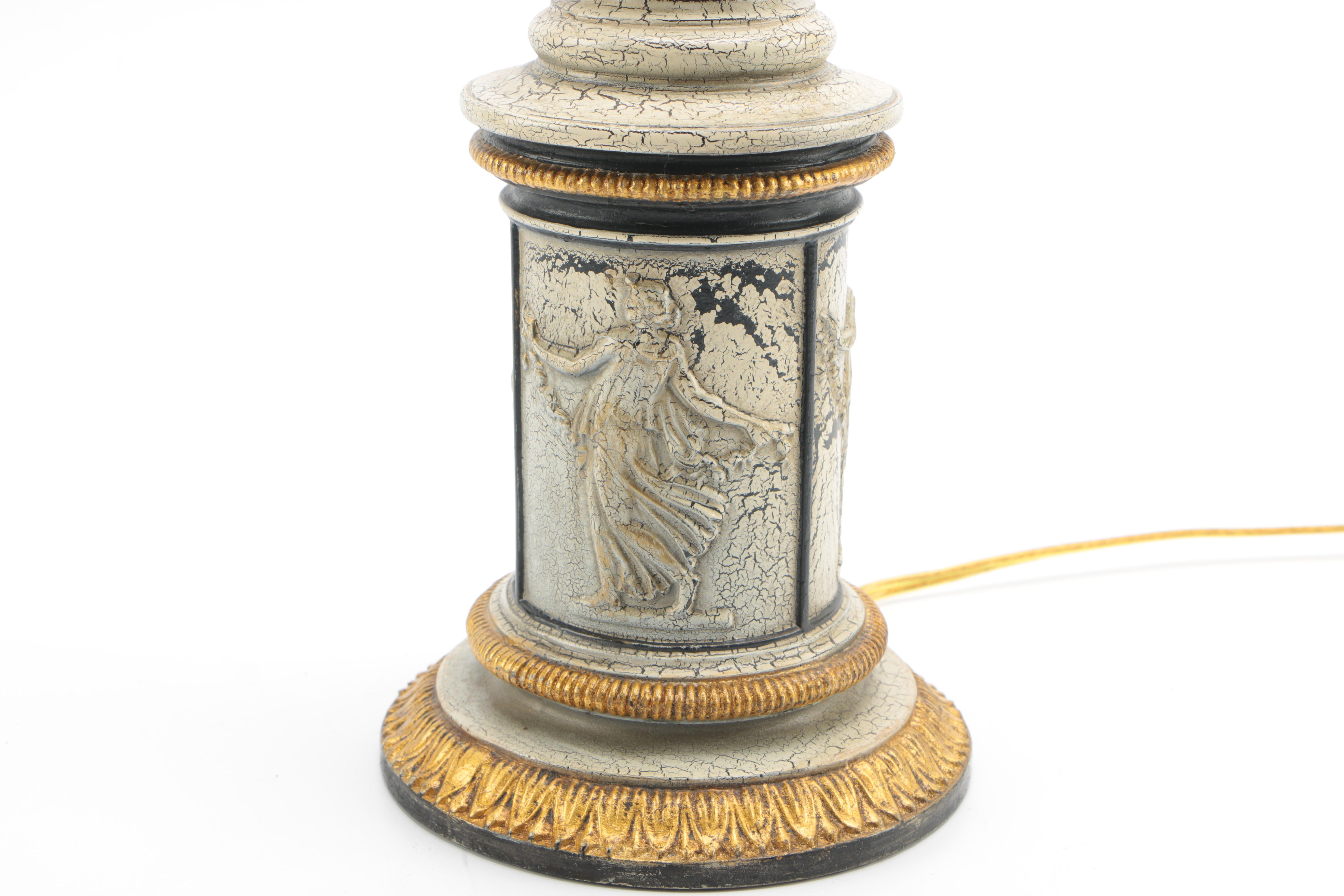 Column Base Table Lamp with Black Shade