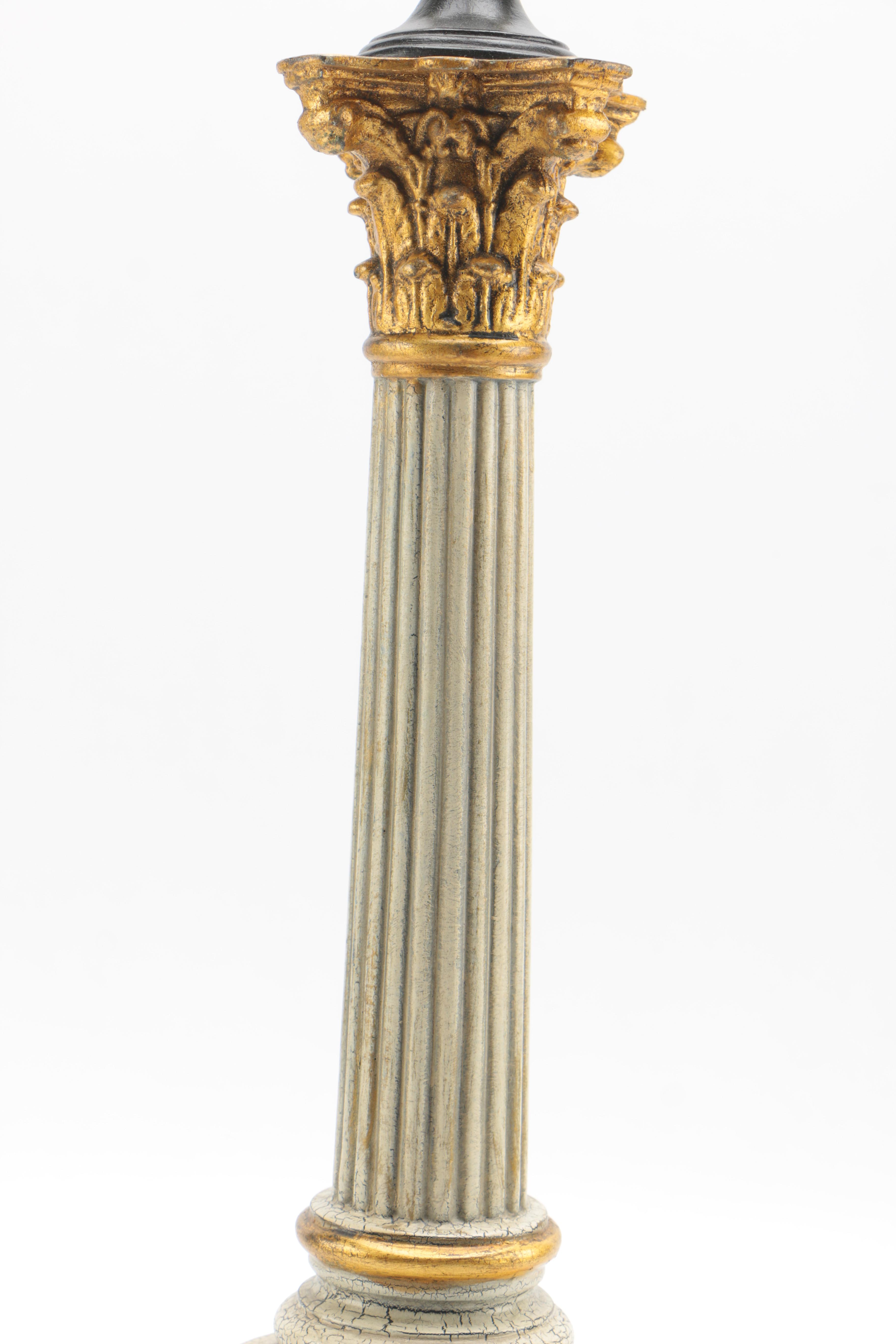 Column Base Table Lamp with Black Shade