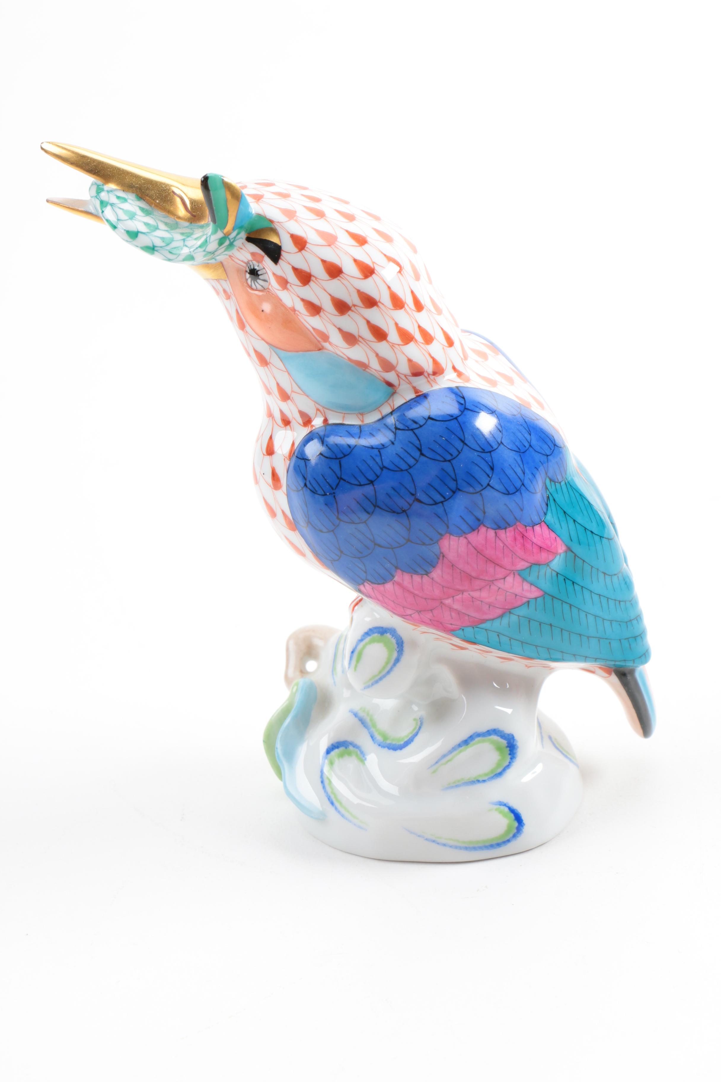 Herend Hungary Kingfisher Porcelain Figurine