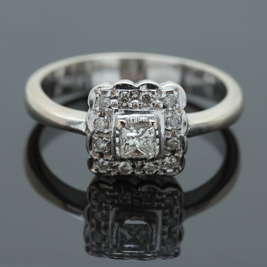 14K White Gold Diamond Ring