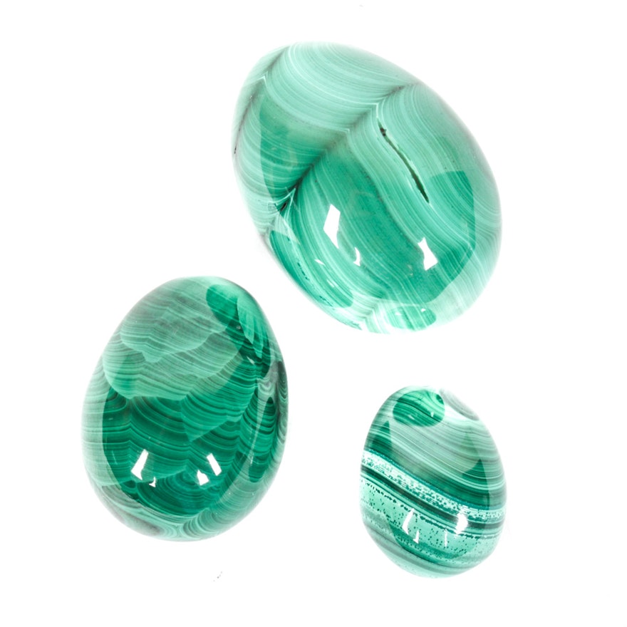 Carved Malachite Eggs