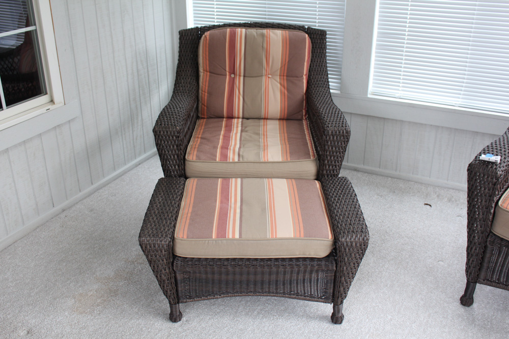 Synthetic Wicker Chair by Grand Basket Co. with Ottoman