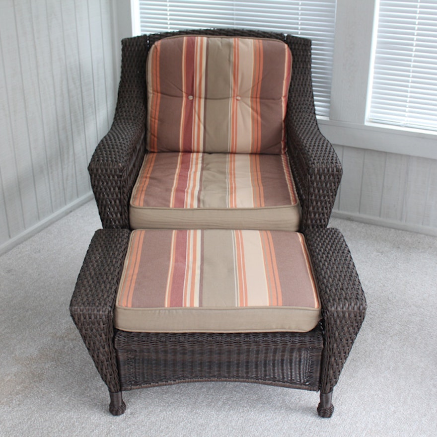 Synthetic Wicker Chair by Grand Basket Co. with Ottoman