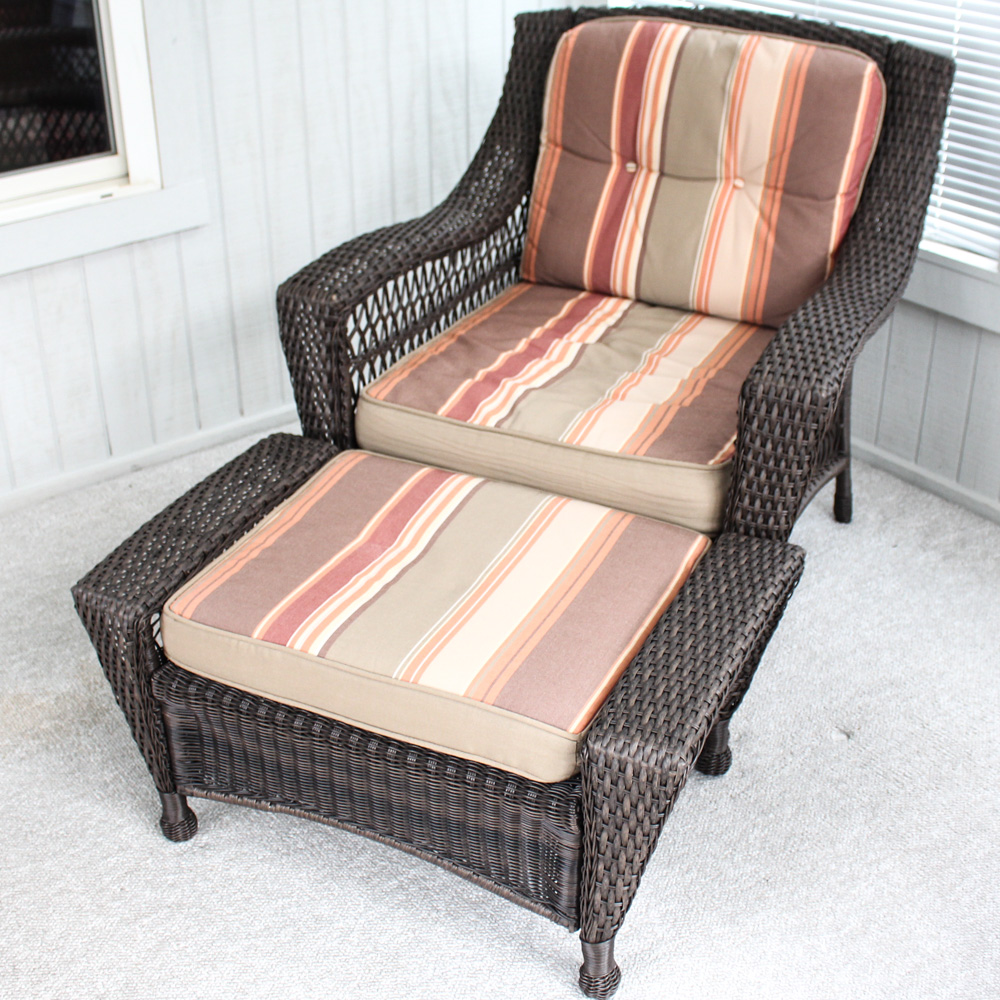 Synthetic Wicker Chair by Grand Basket Co. with Ottoman