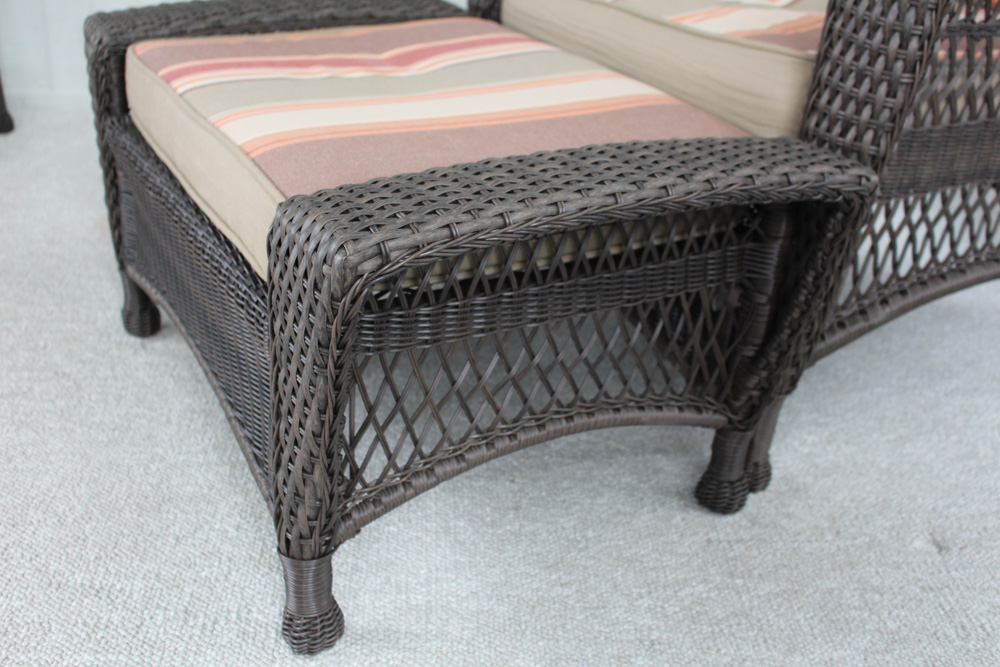 Synthetic Wicker Chair by Grand Basket Co. with Ottoman