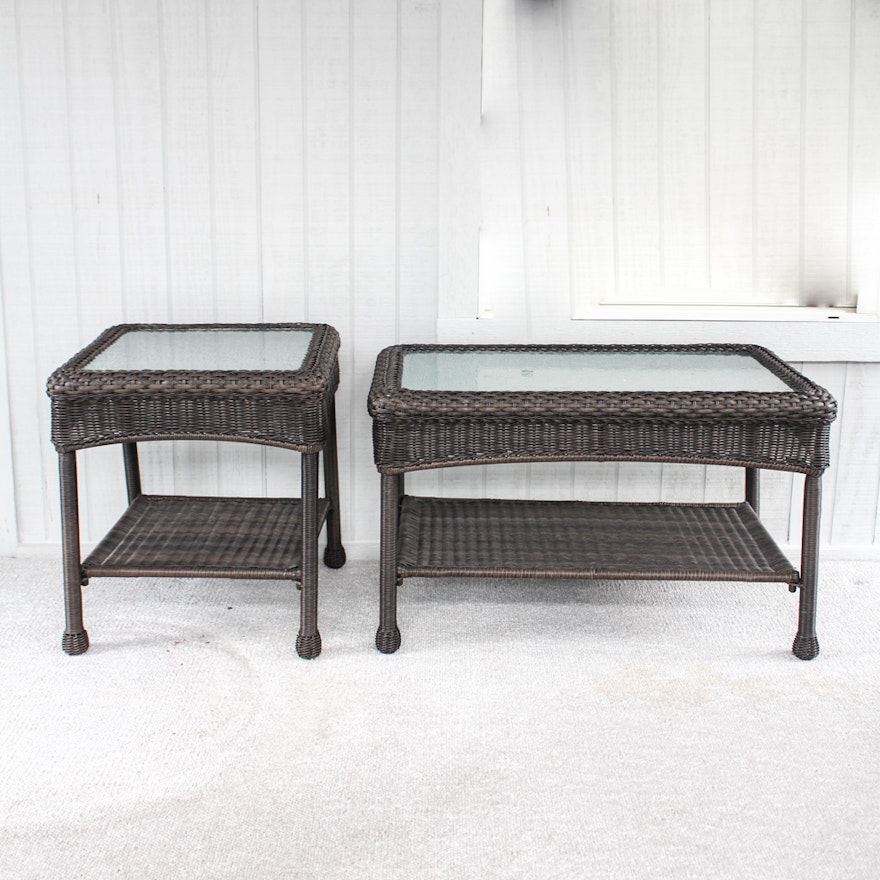 Synthetic Wicker Coffee and Side Tables by Grand Basket Co.