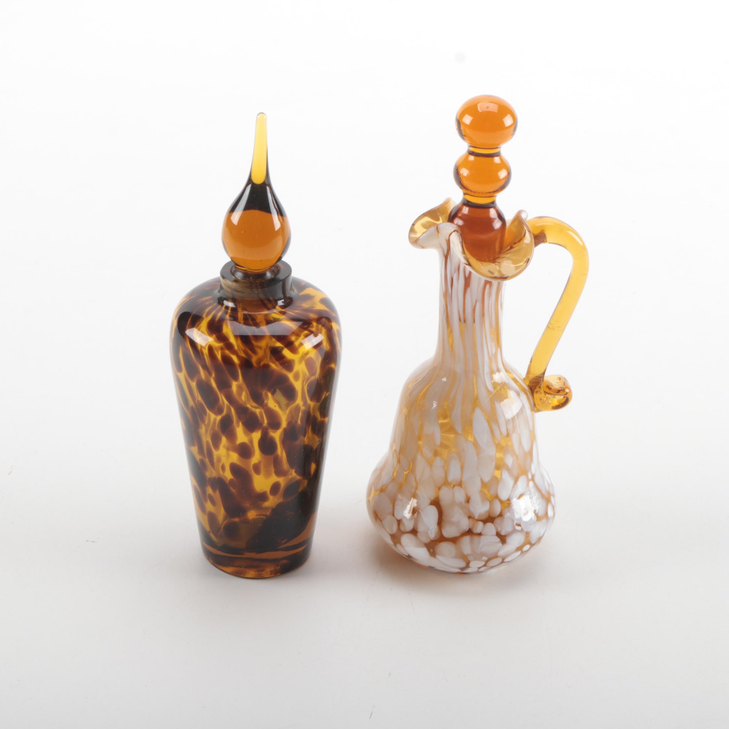 Pair of Amber Glass Bottles
