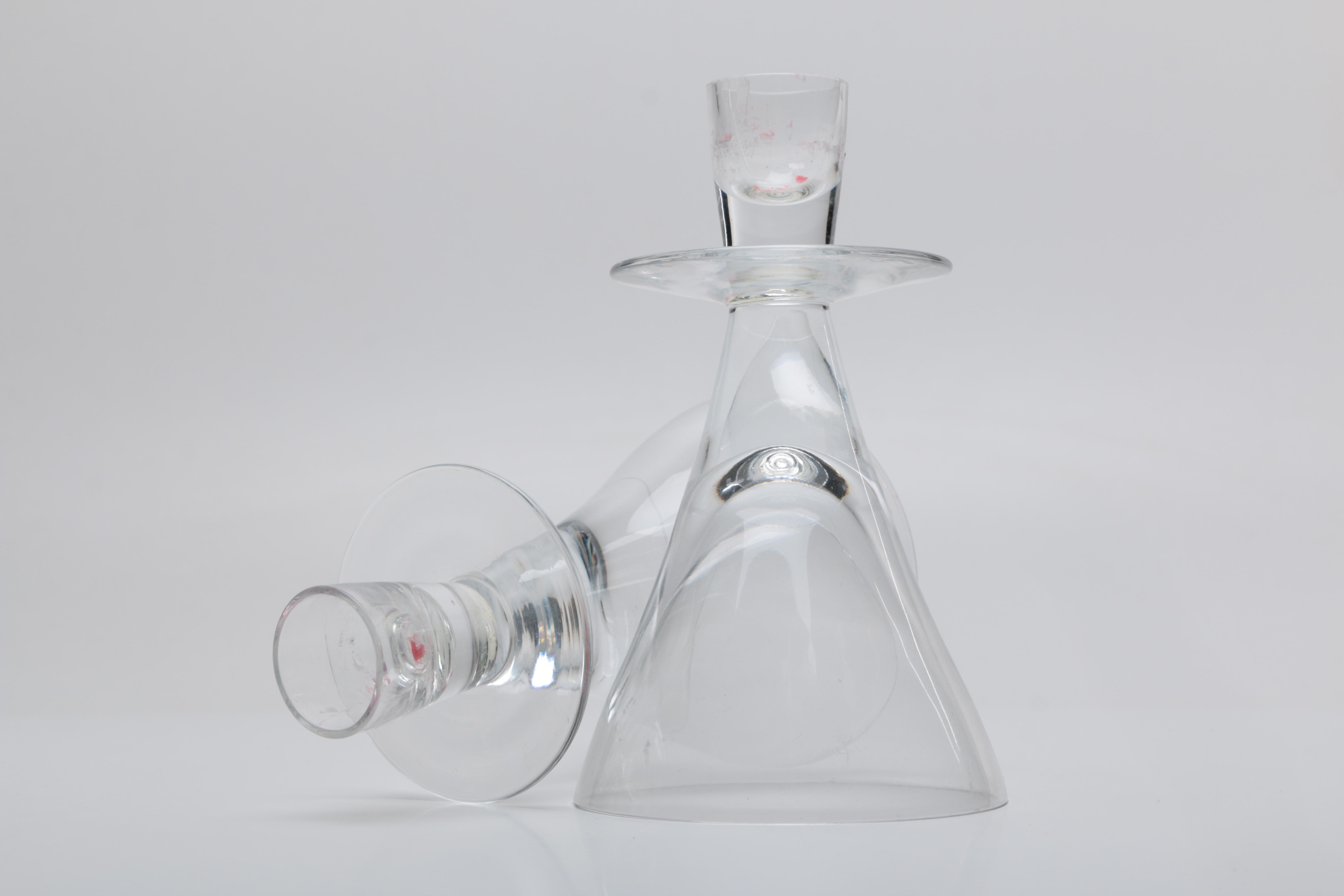 Pair of Hand Blown Glass Candlesticks