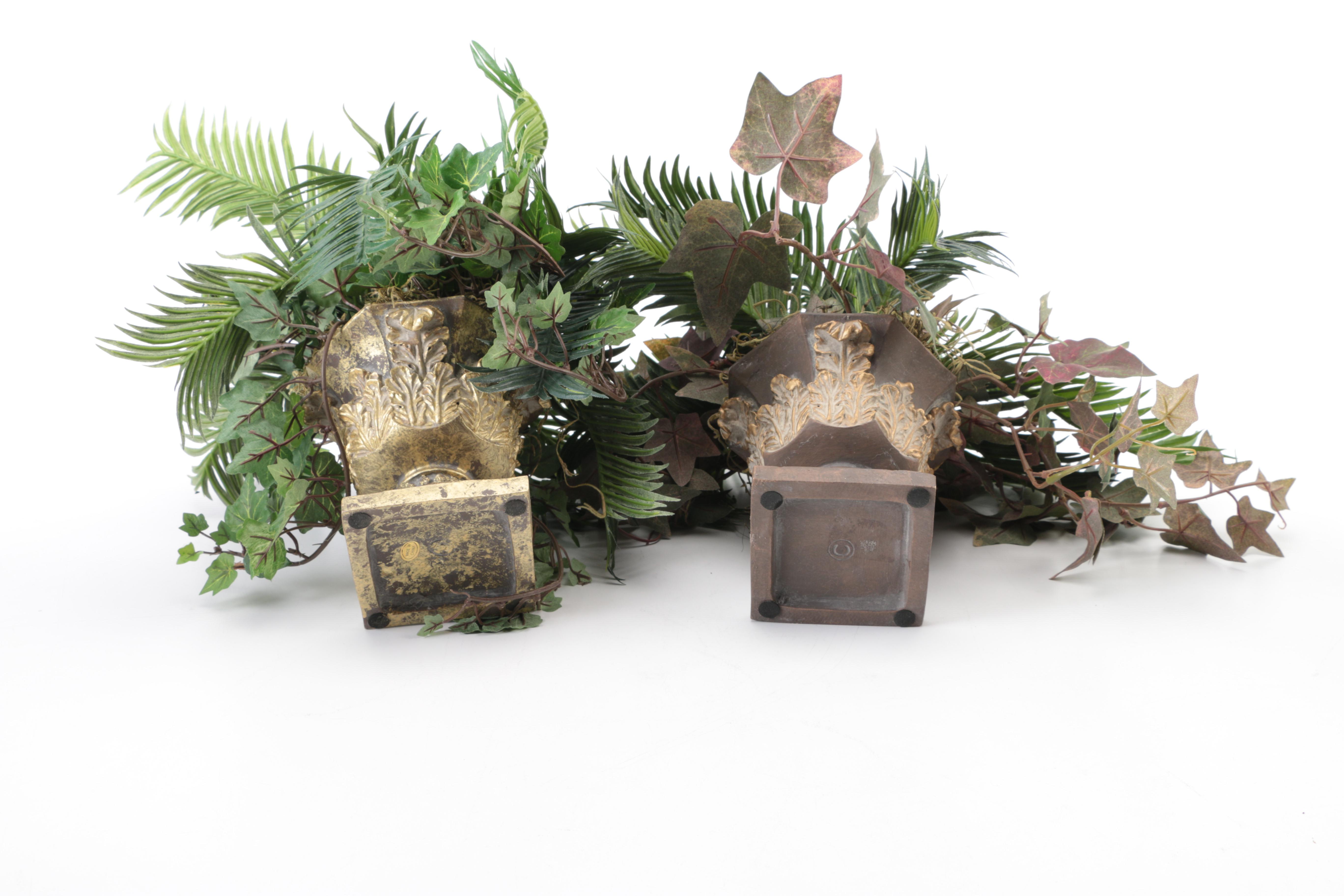 Decorative Urns With Artificial Plants