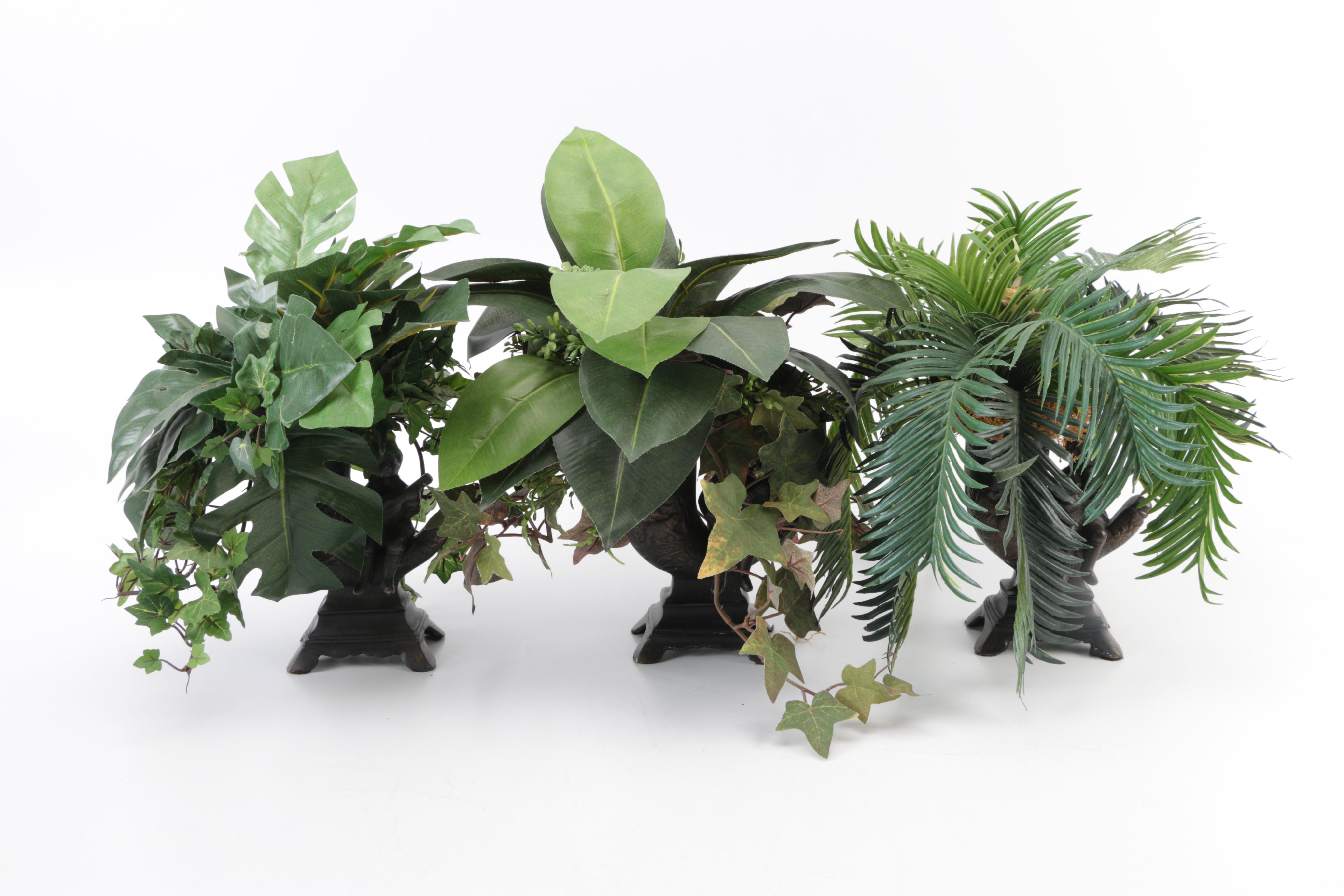 Decorative Urns With Artificial Plants