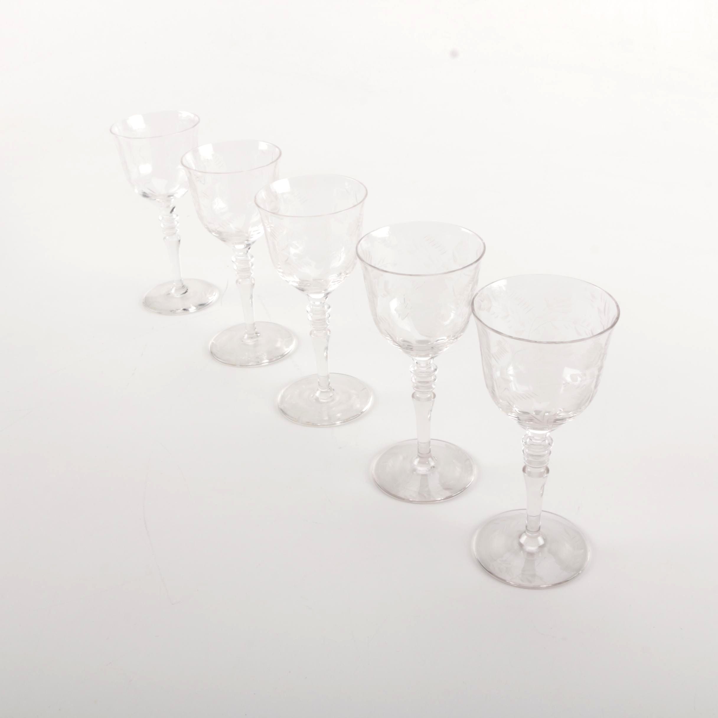Floral Etched Wine Glasses