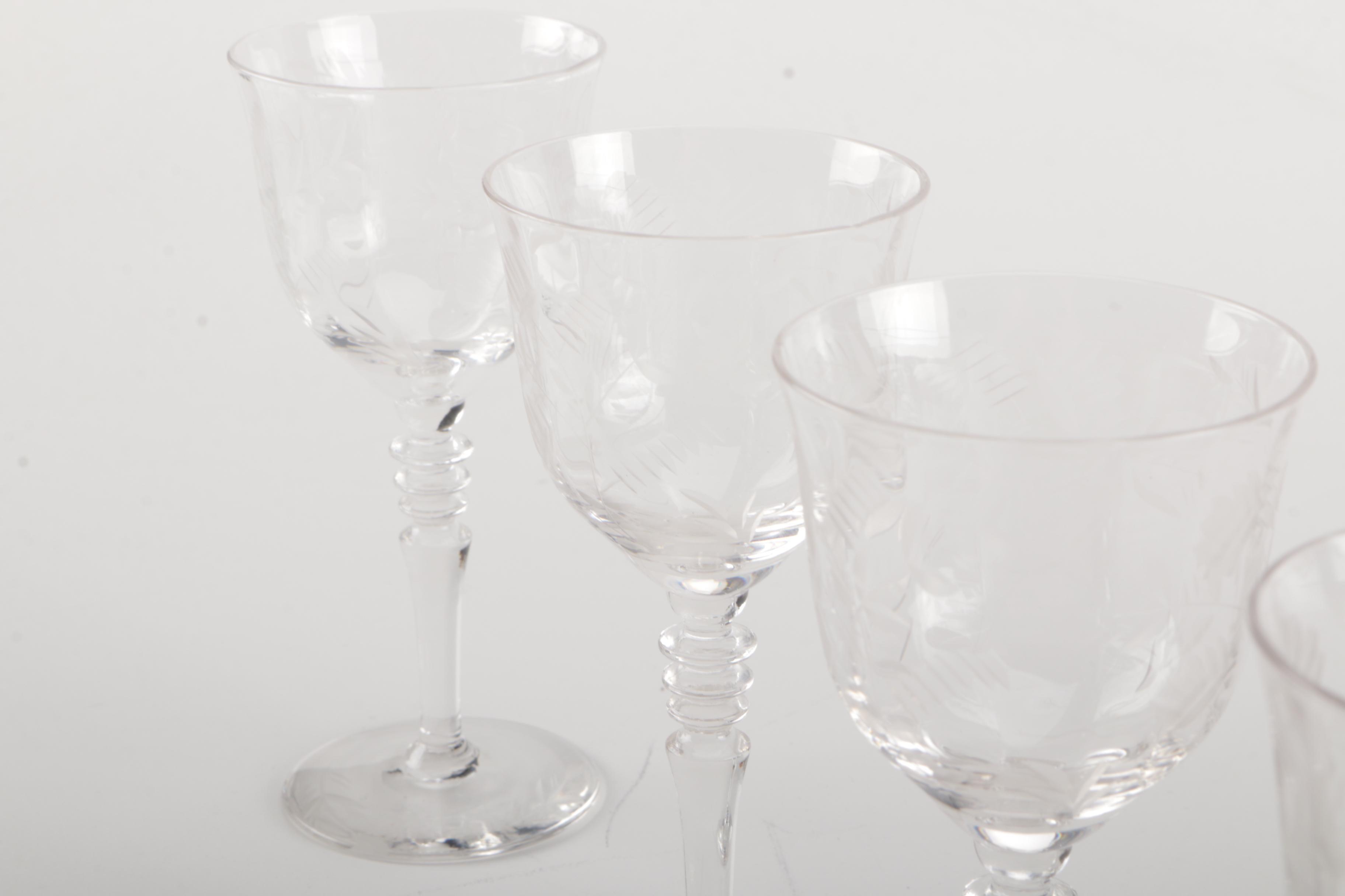 Floral Etched Wine Glasses