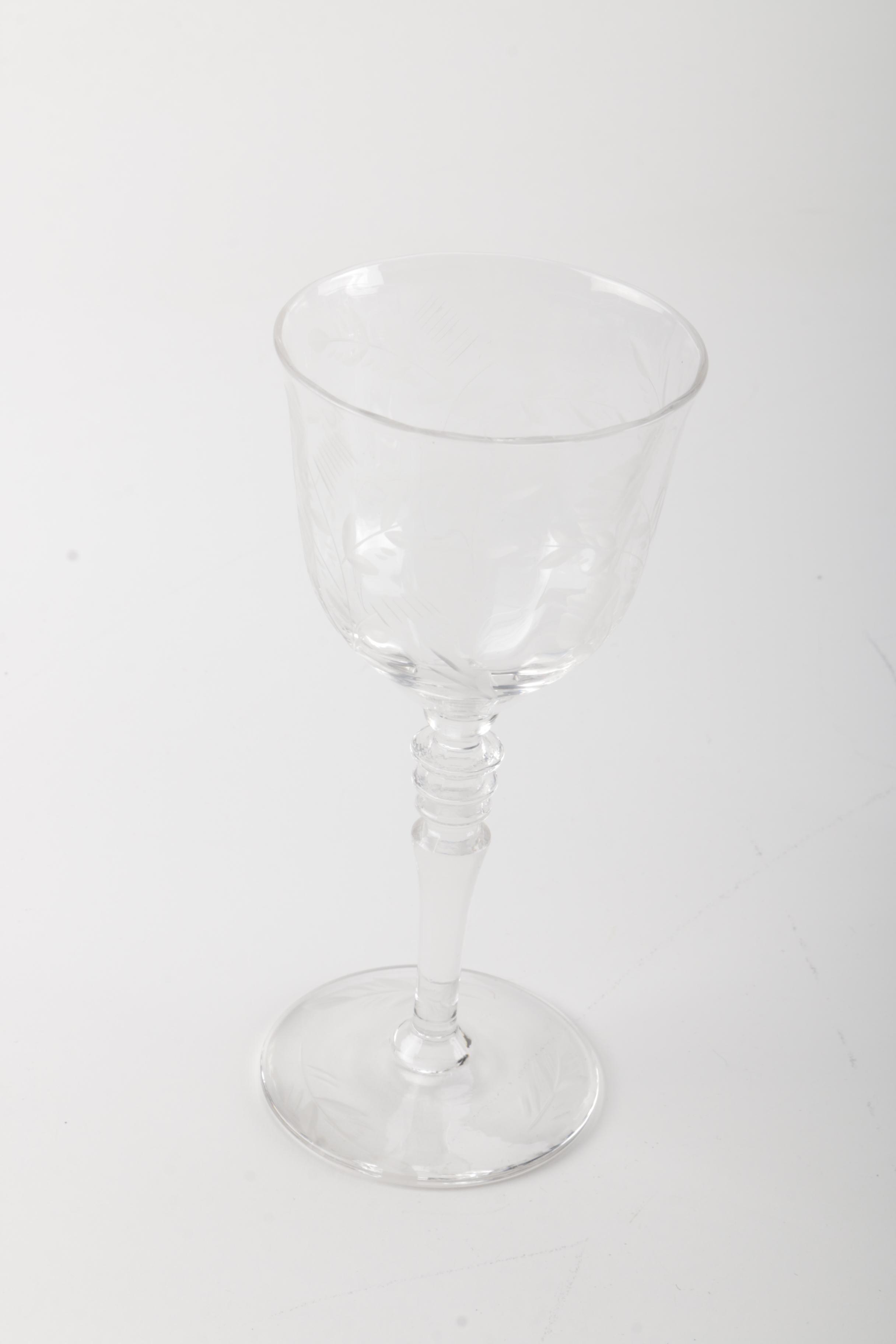 Floral Etched Wine Glasses
