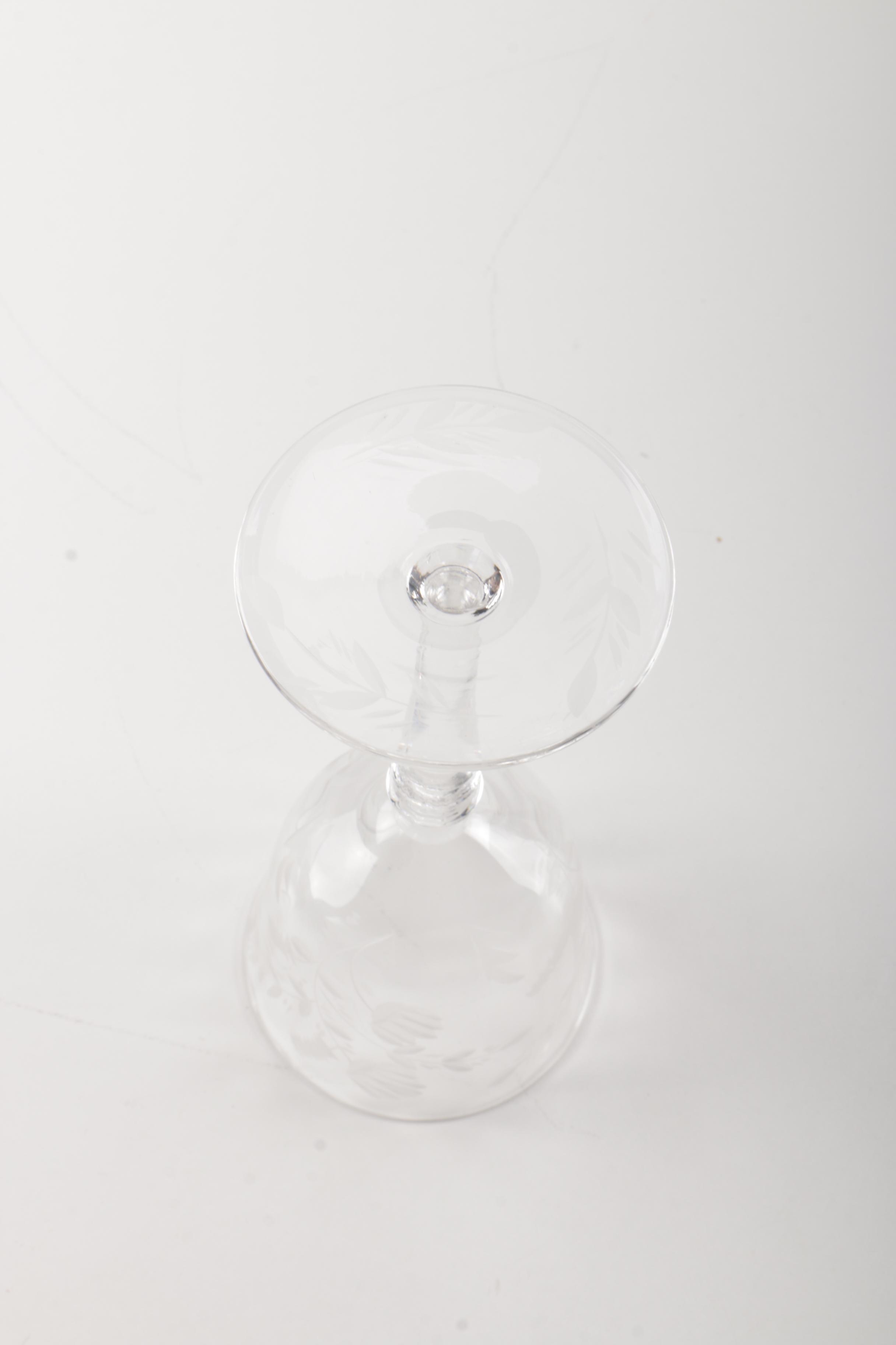 Floral Etched Wine Glasses