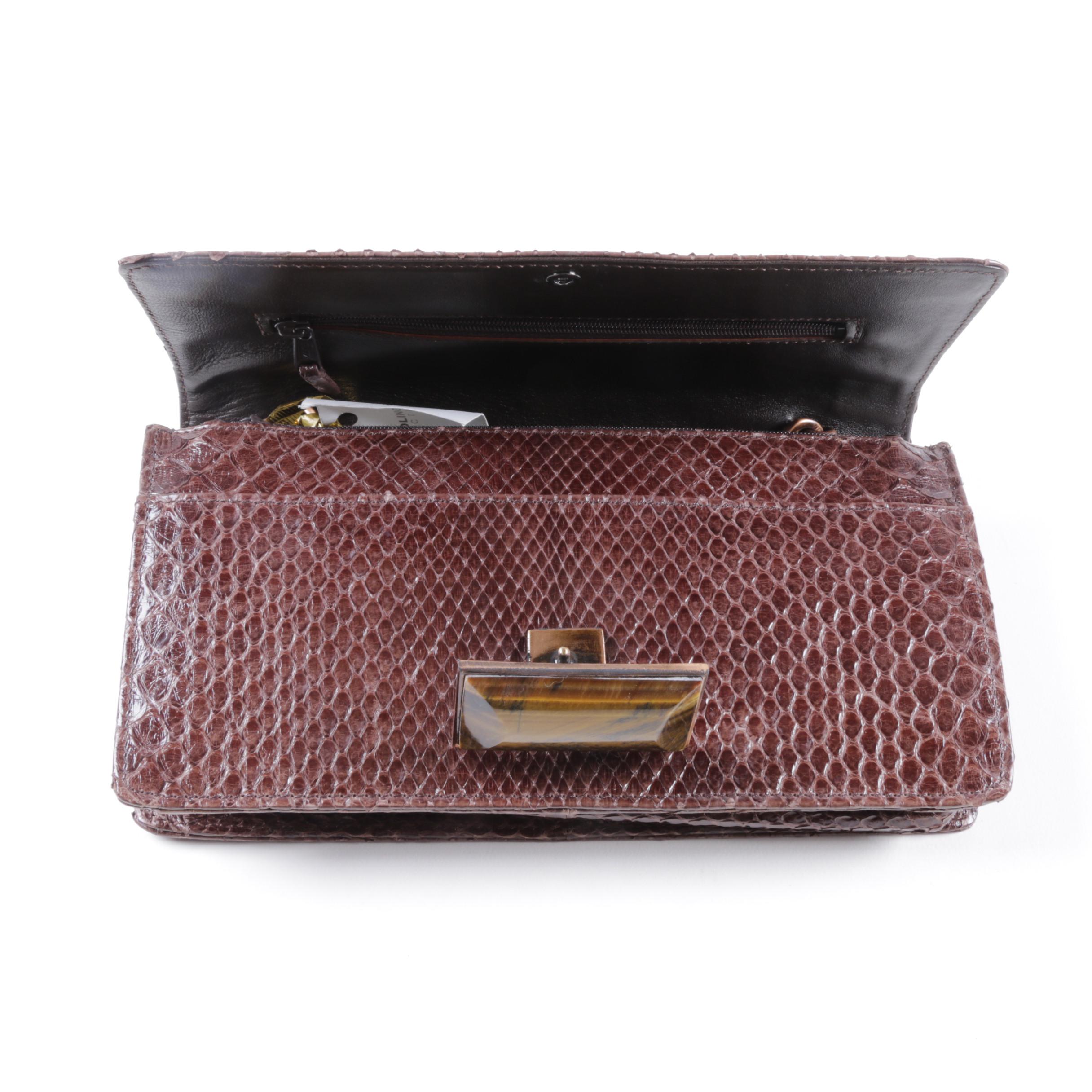 Jane Bolinger Python Convertible Clutch