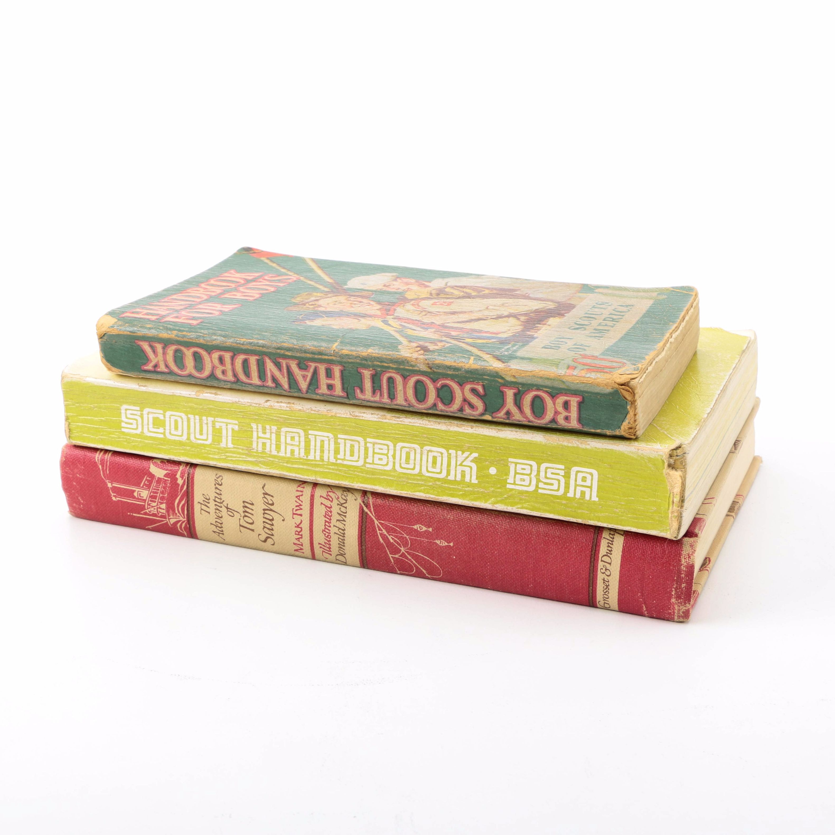 Mid Century Boy Scouts of America Handbooks With "The Adventures of Tom Sawyer"