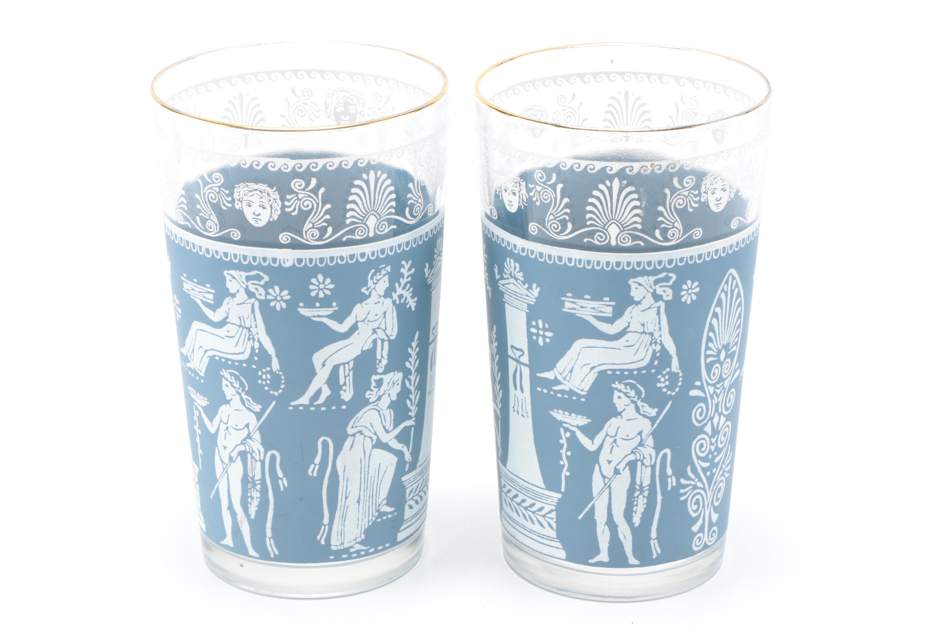 Grecian Style Ice Bucket and Drinking Glasses
