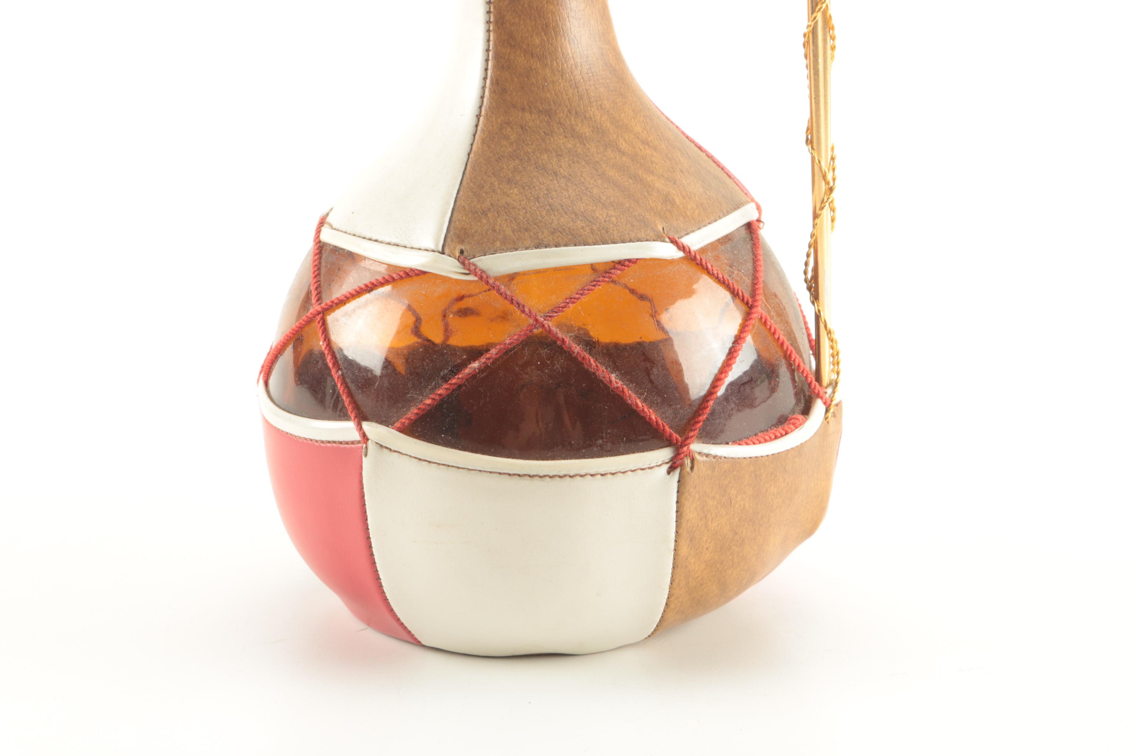 Amber Glass and Leather Pitcher