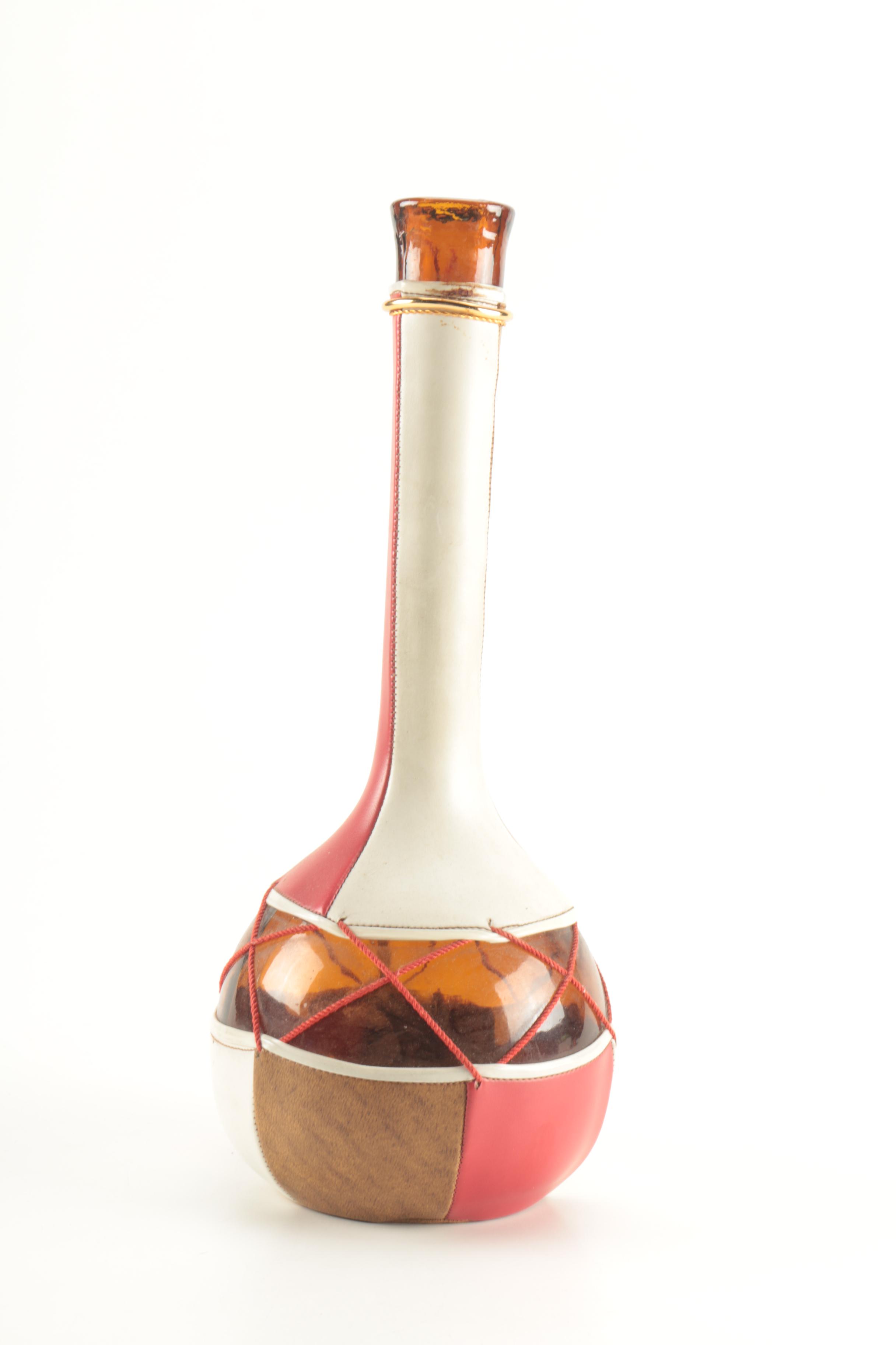 Amber Glass and Leather Pitcher