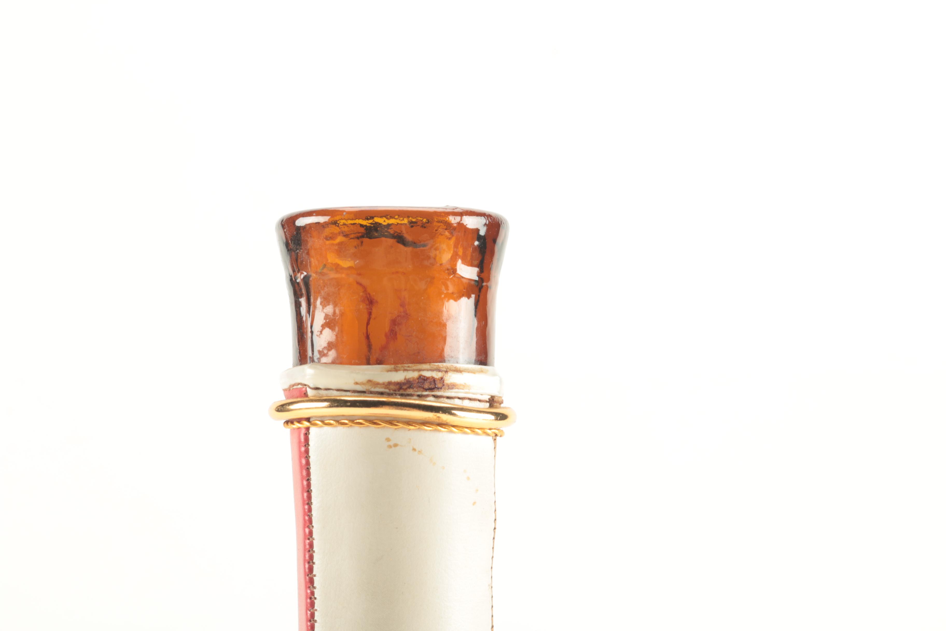 Amber Glass and Leather Pitcher