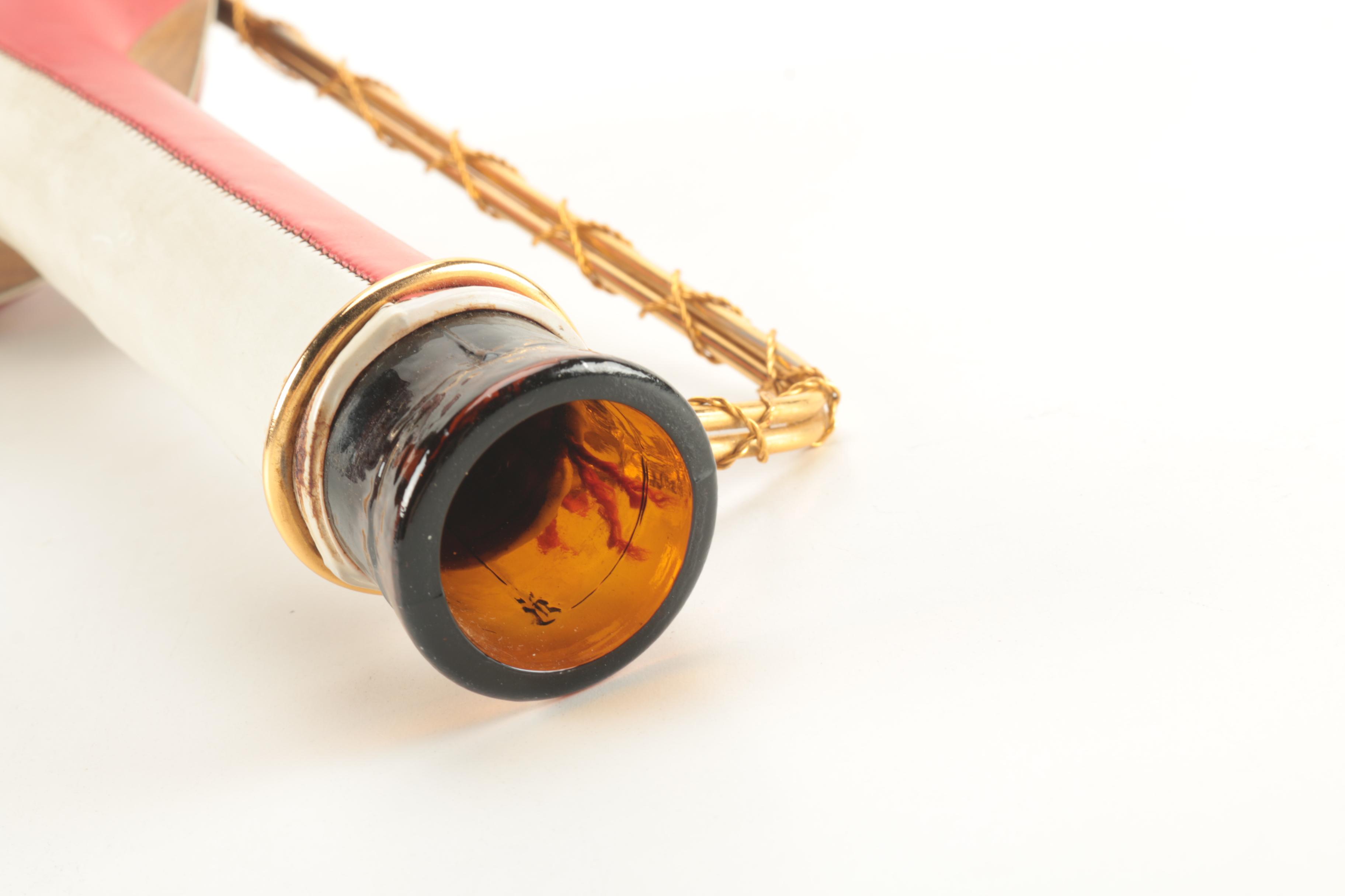 Amber Glass and Leather Pitcher