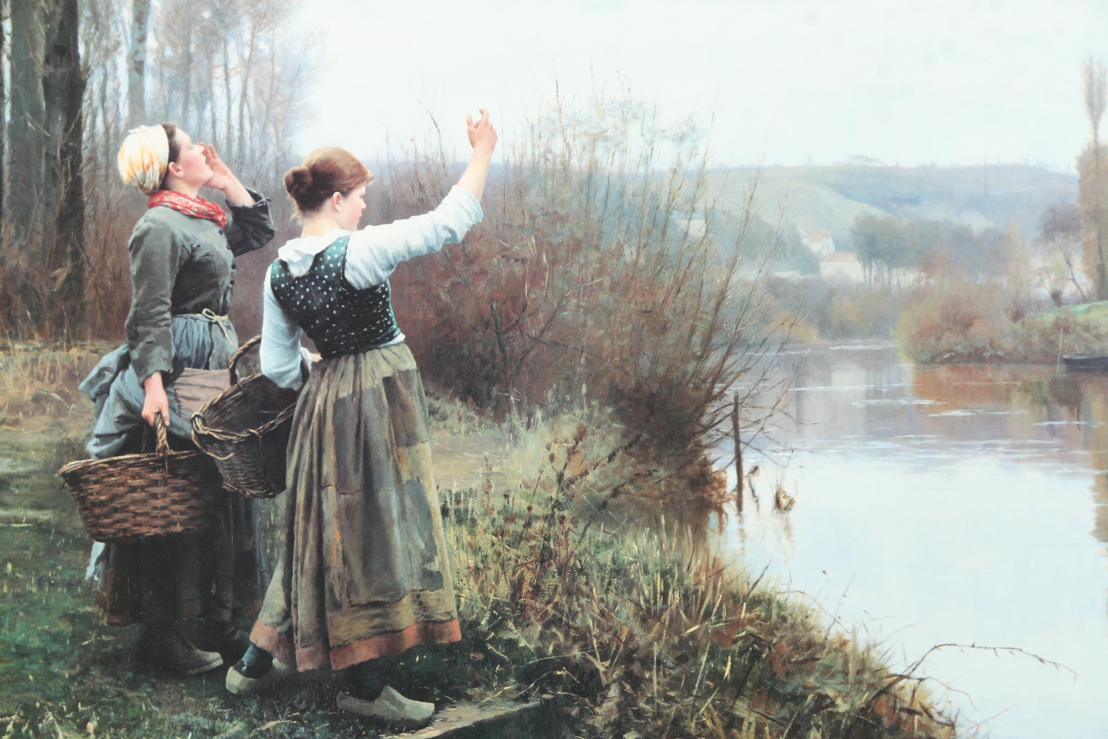Offset Lithograph After Daniel Ridgway Knight "Hailing the Ferryman"